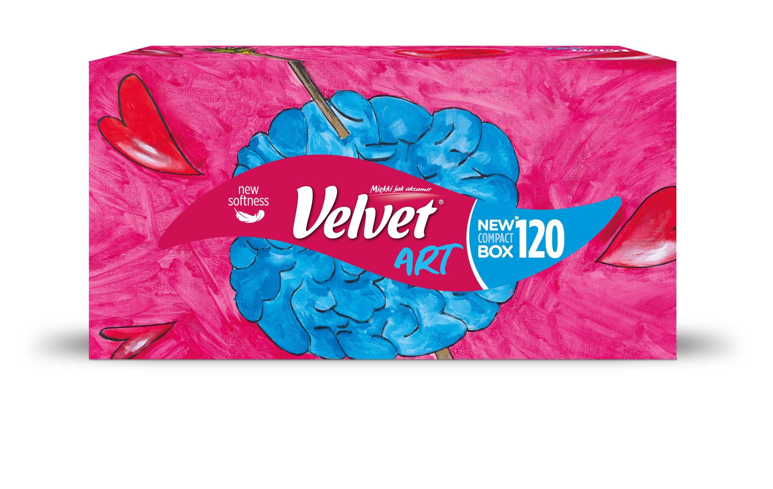 Papírové kapesníky třívrstvé Velvet Art box 120 ks