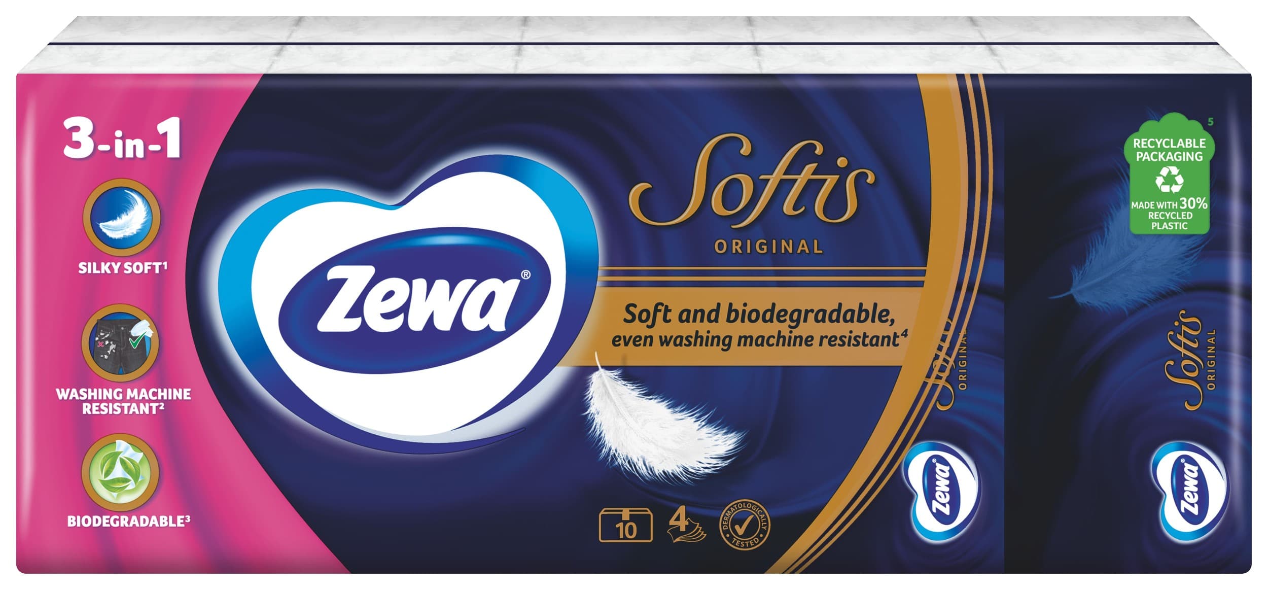 Zewa Softis Standard papírové kapesníky 4vrstvé 10x10ks