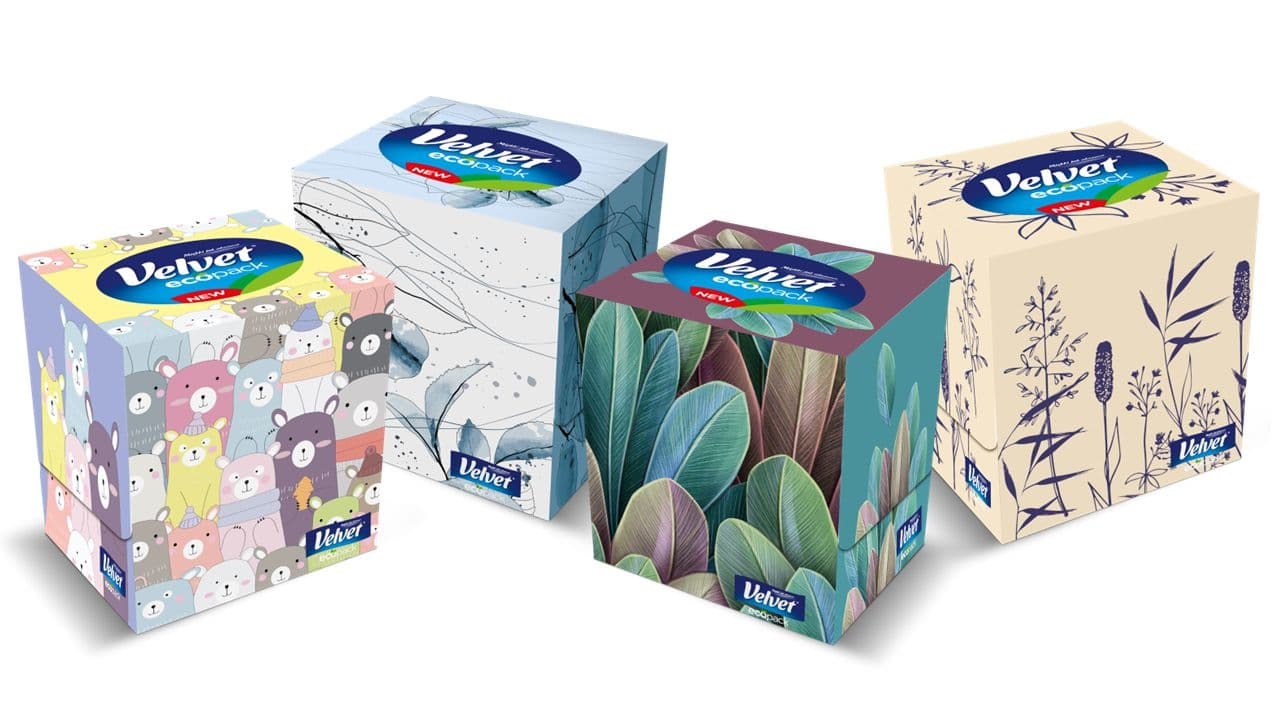 Velvet Cube Papírové kapesníky 3vrstvé, 56ks