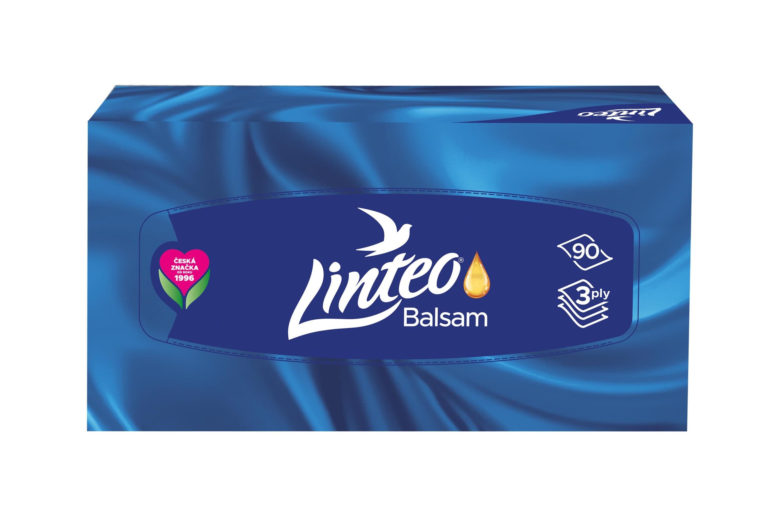 Linteo papírové kapesníky bílé s balzámem box 3vrstvé 90 ks