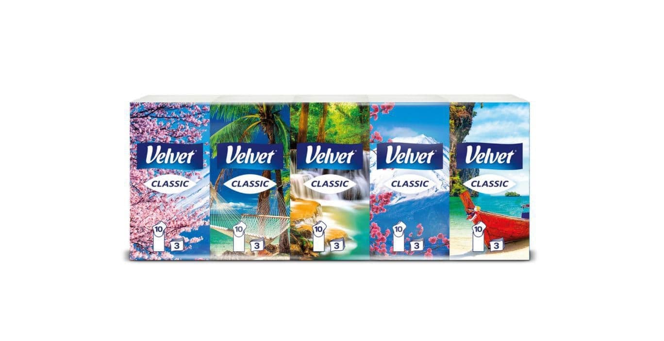 Velvet Kapesníky Classic bílé 3 vrstvé 10x10 ks
