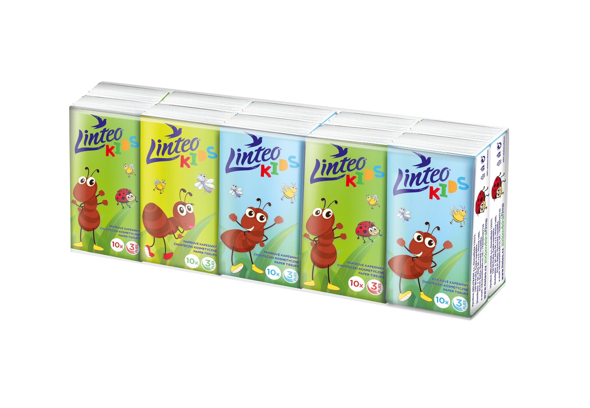 Linteo Kids papírové kapesníky 3vrstvé 10x10ks