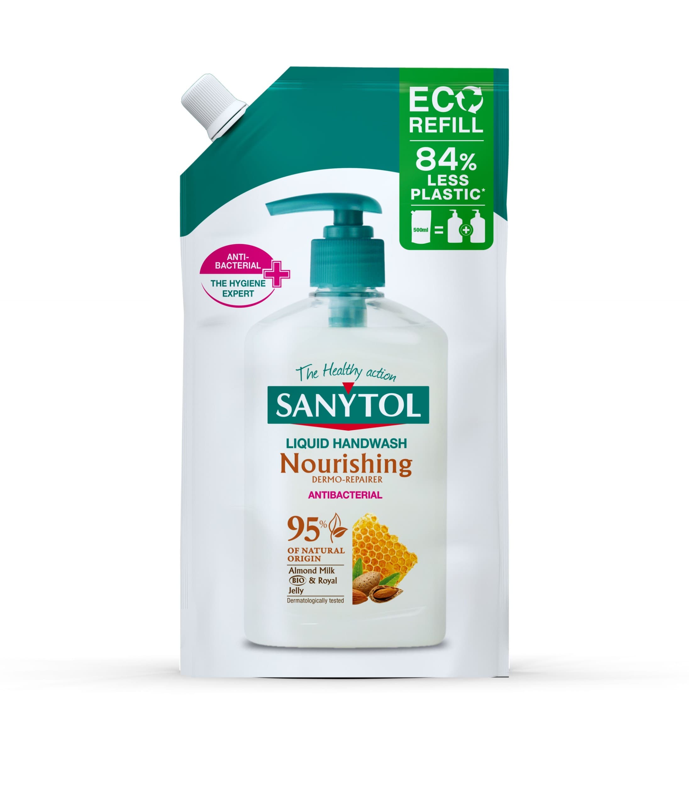 SANYTOL Antibaktariální mýdlo 95% přírodní složení Vyživující náhradní náplň 500ml DOYPACK