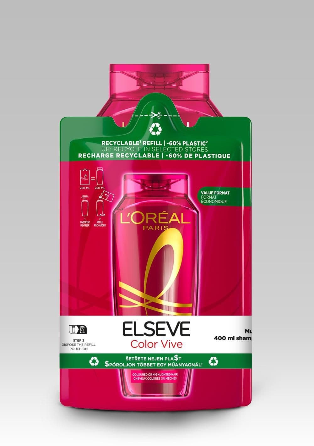 ĽOréal Paris Elseve Color Vive šampon a náhradní náplň (výhodné dvojbalení)