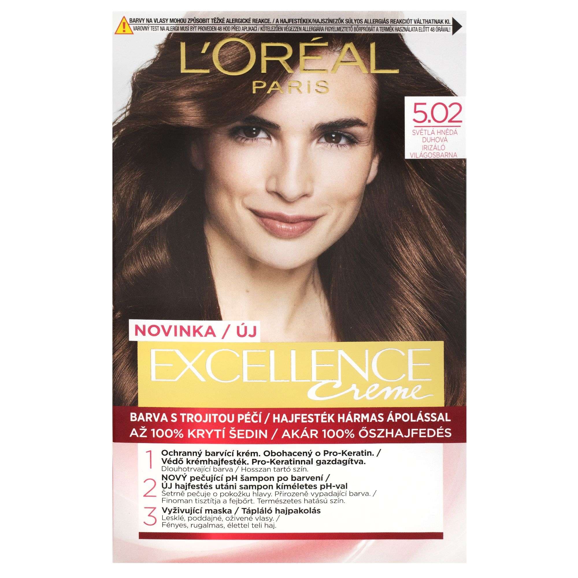 L'Oréal Paris Excellence Créme permanentní barva na vlasy 5.02 světlá hnědá duhová
