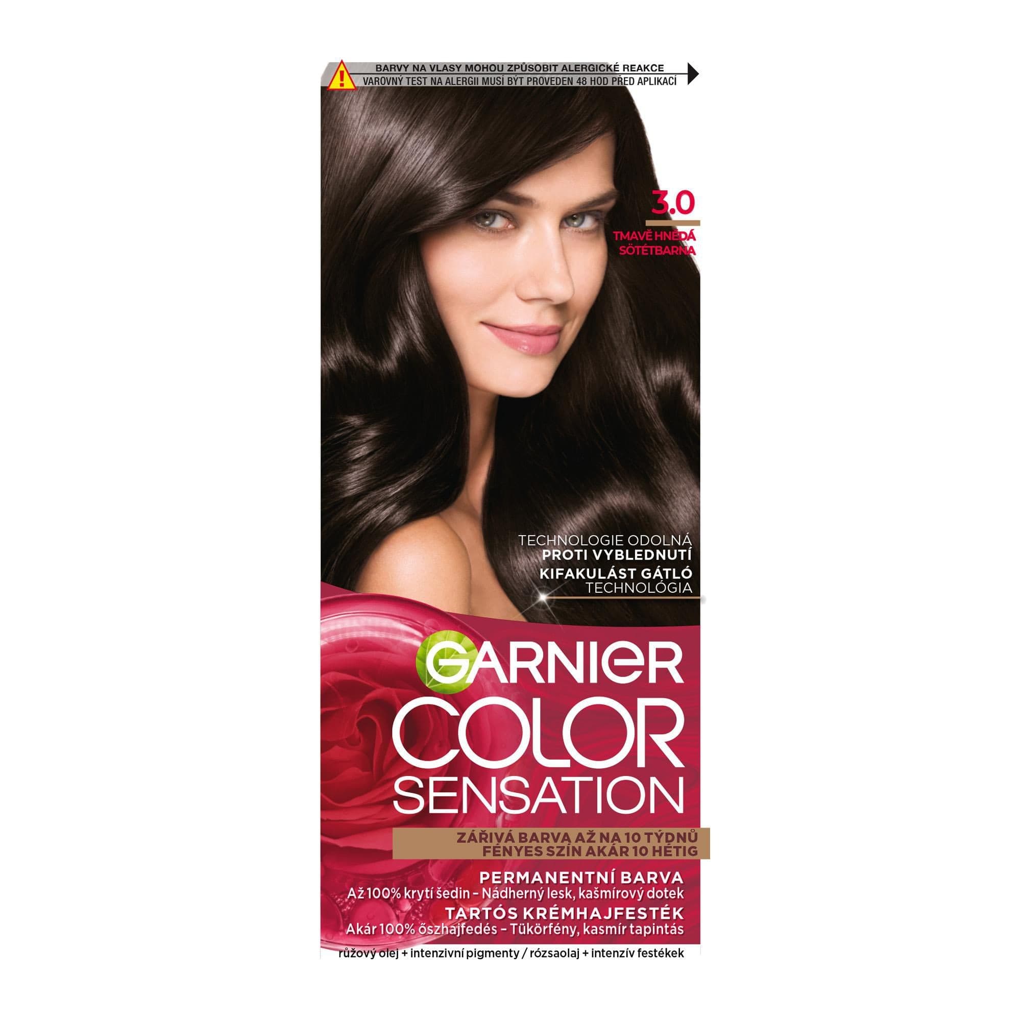 Garnier Color Sensation Intenzivní permanentní barvící krém tmavě hnědá 3.0 110 ml