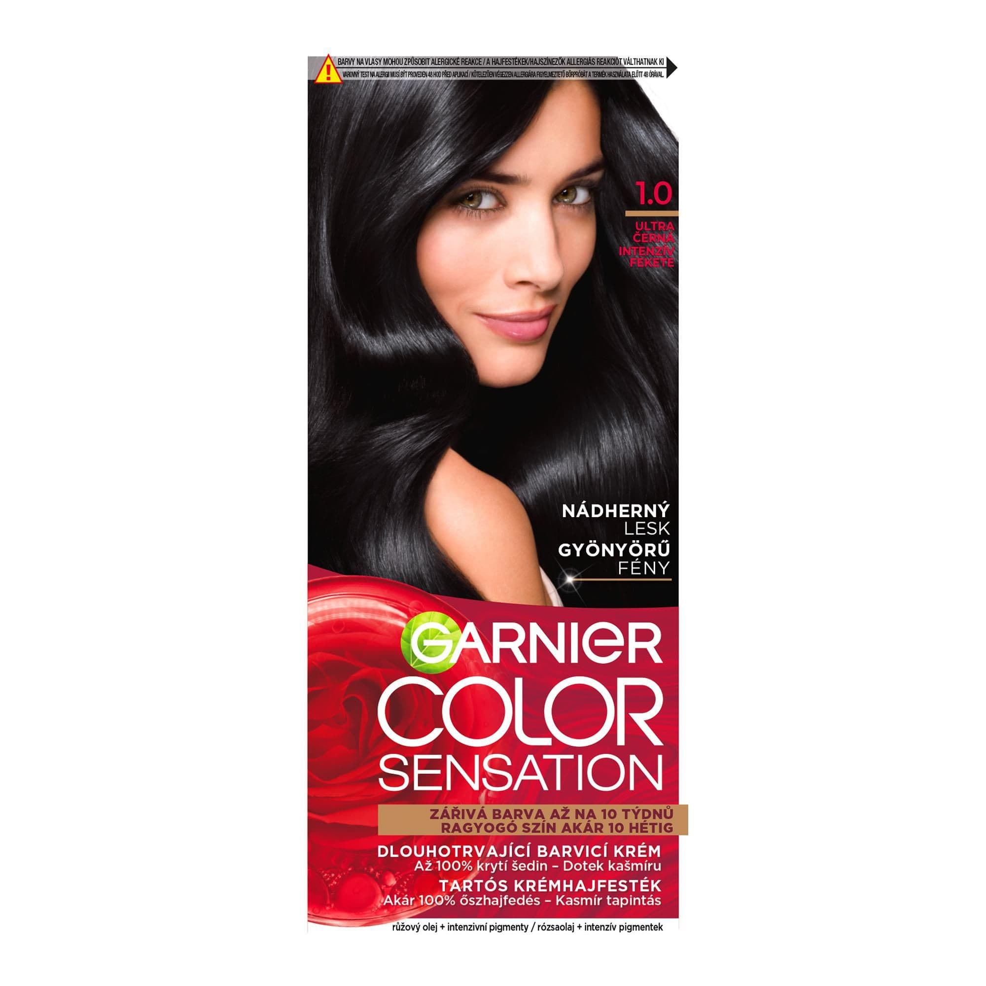 Garnier Color Sensation Intenzivní permanentní barvící krém ultra černá 1.0 110 ml