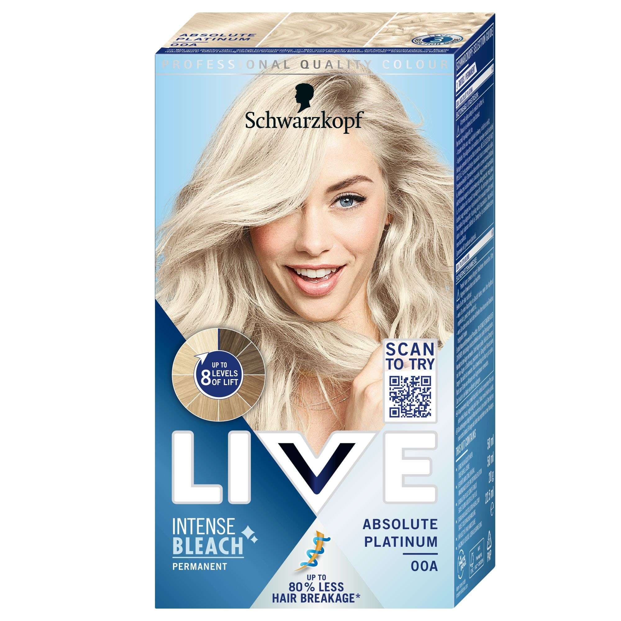 Schwarzkopf Live intense bleach barva na vlasy absolutní platinová 00A 50ml