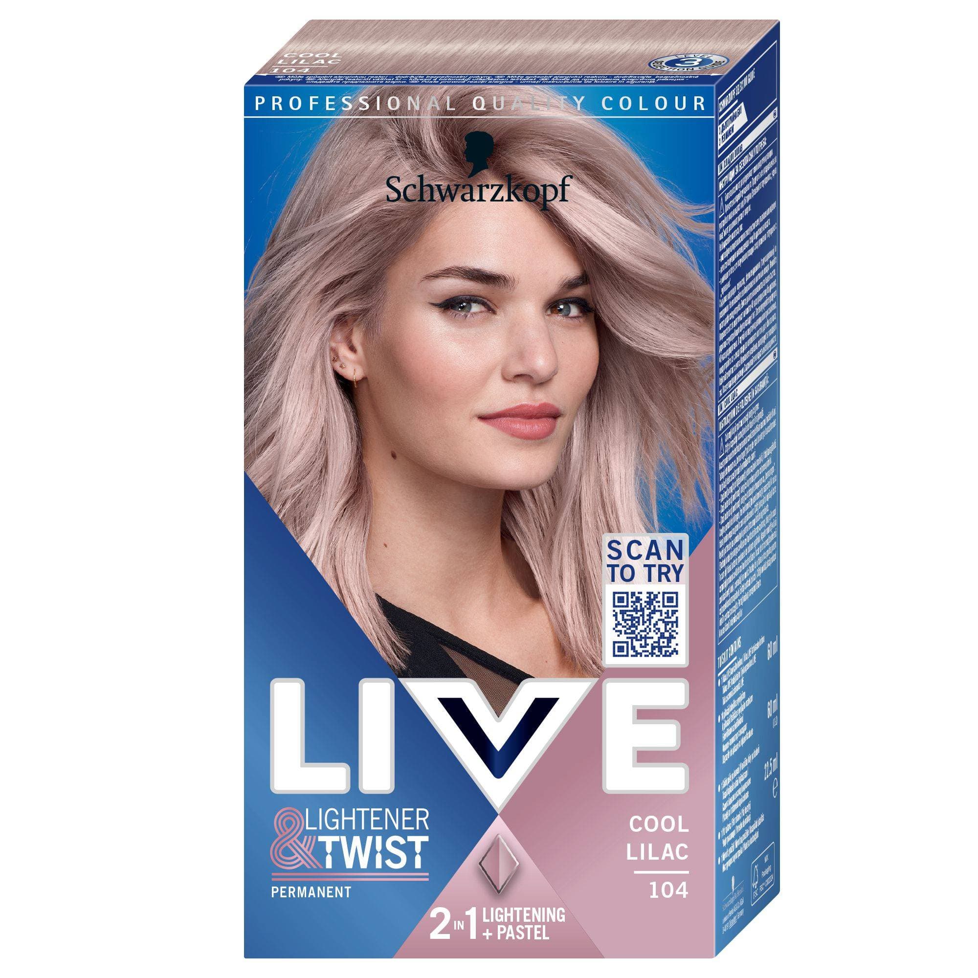 Schwarzkopf Live lightener & twist 104 chladná šeříková 60ml