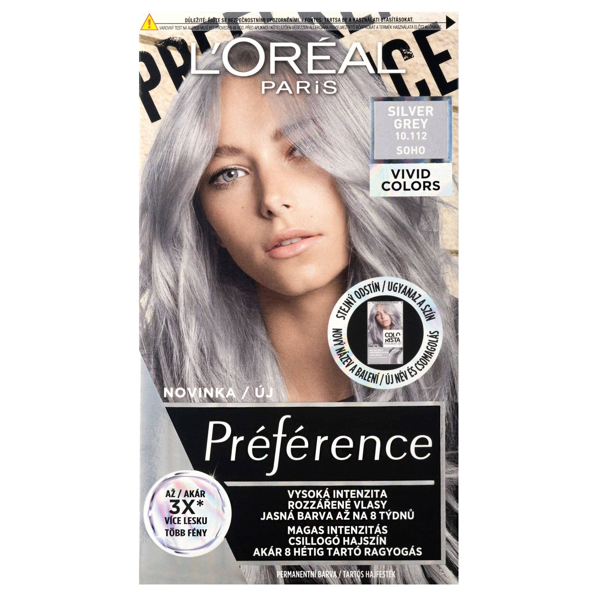 L'Oréal Paris Préférence Vivid Colors permanentní barva na vlasy Silver Grey 150 ml