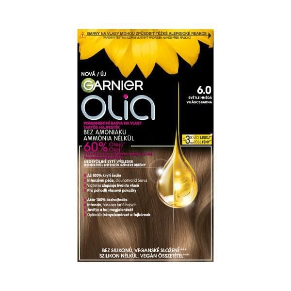 Garnier Olia permanentní barva na vlasy 6.0 Světle hnědá 60+60+54ml
