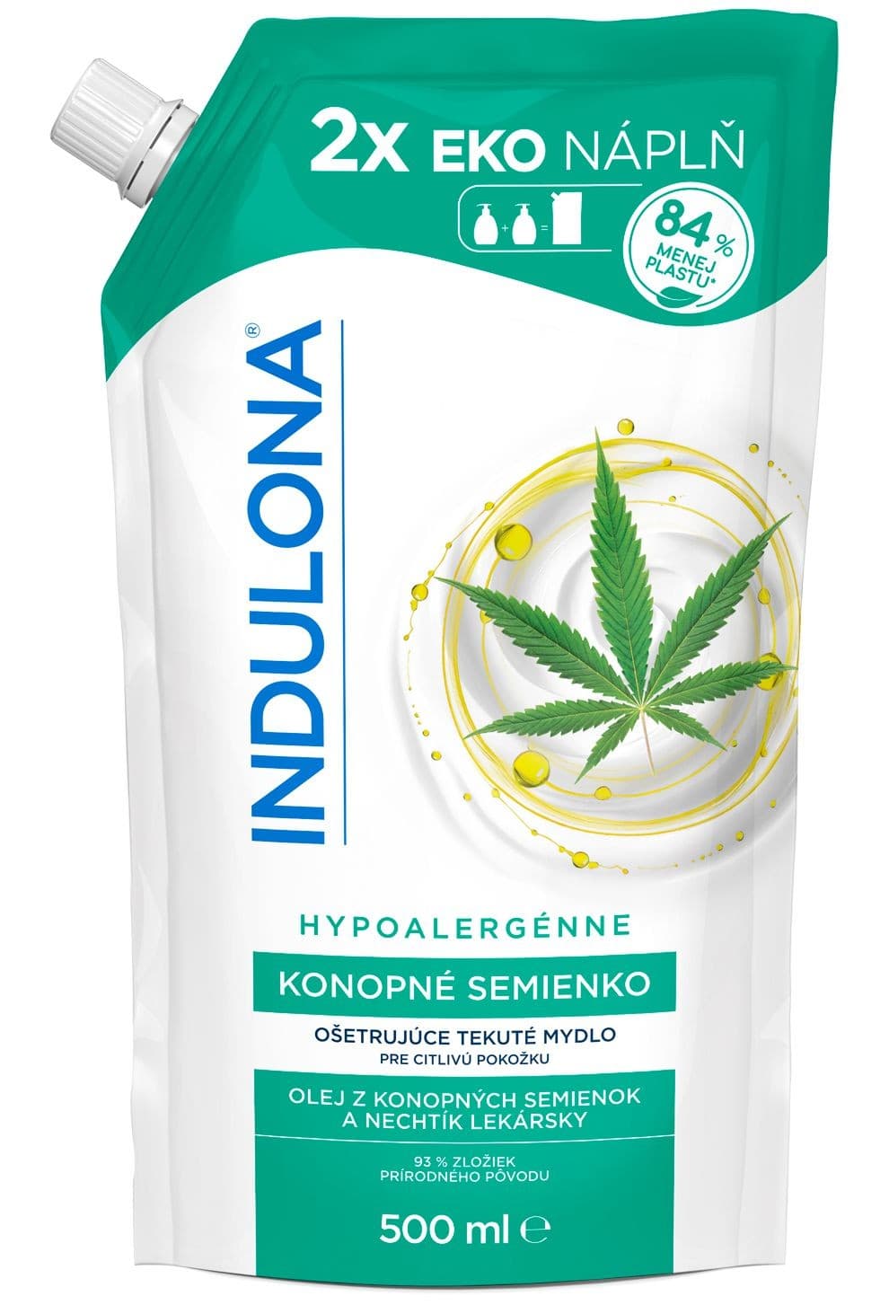Indulona tekuté mýdlo náhradní náplň Konopné semínko 500ml