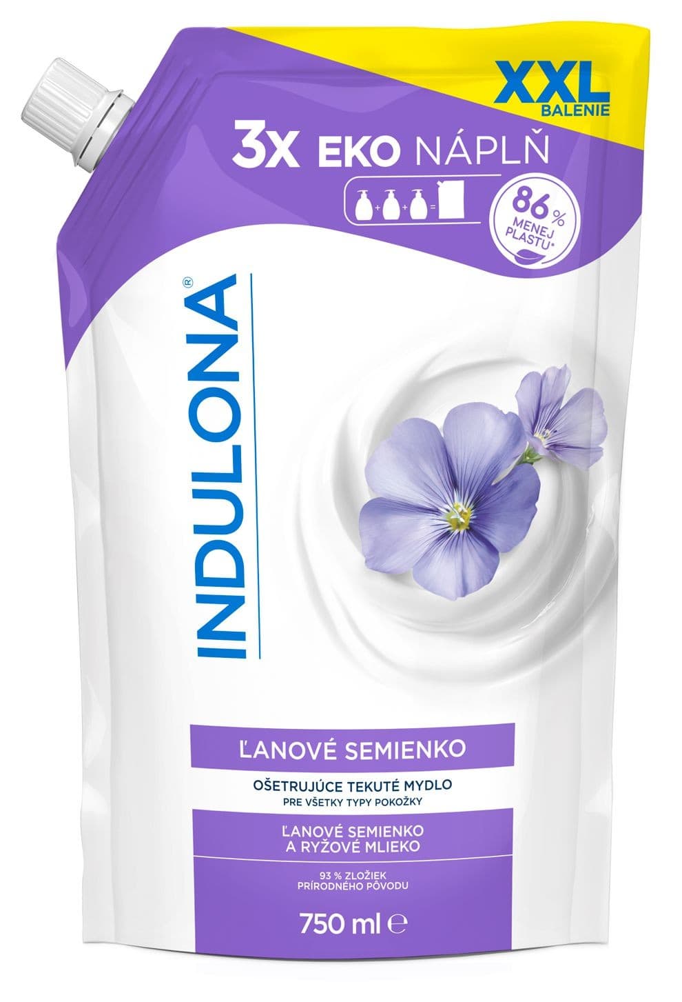 Indulona tekuté mýdlo Lněné semínko náhradní náplň 750 ml