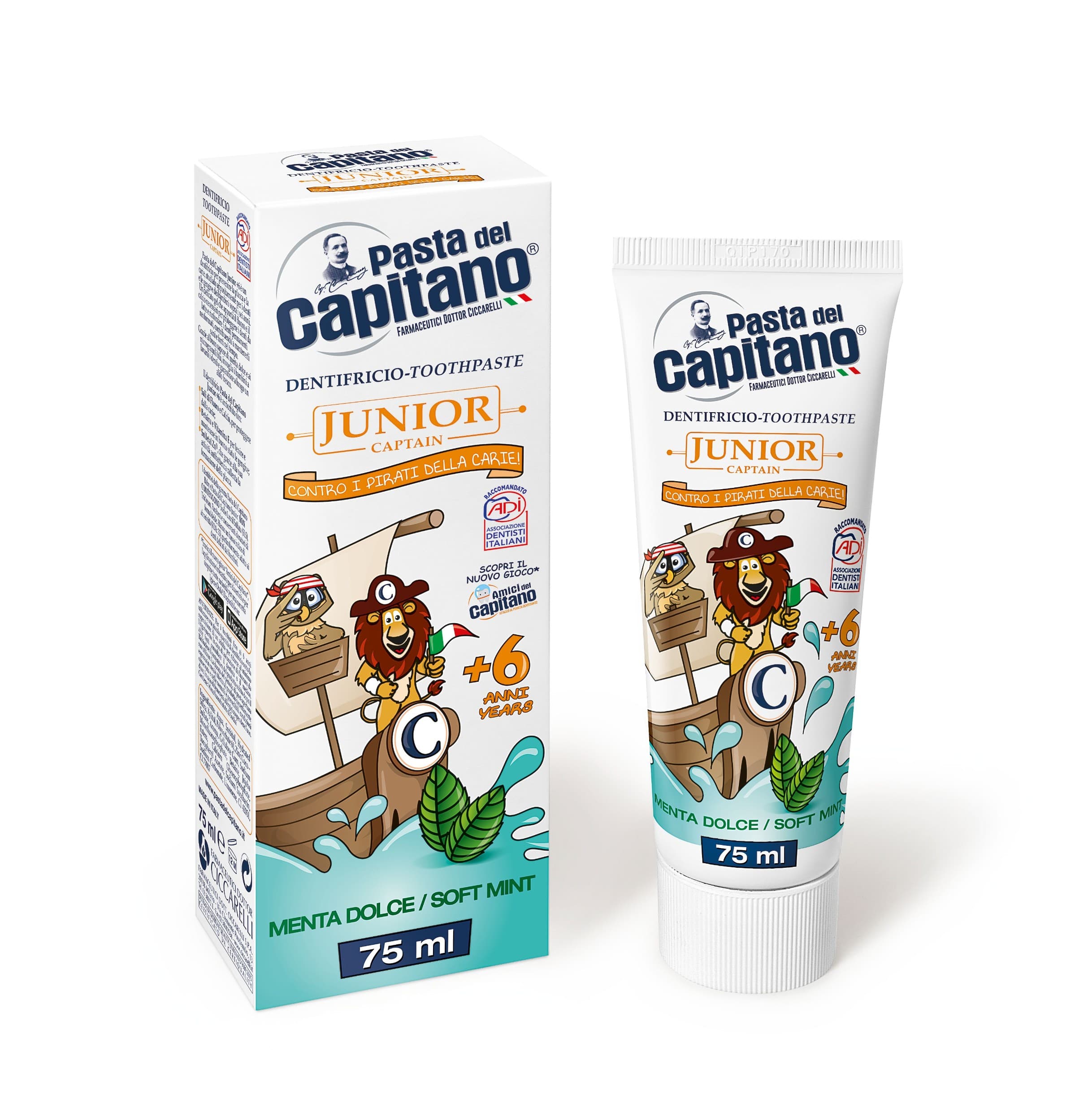 Pasta del Capitano Menta Dolce dětská zubní pasta mentol +6 75ml