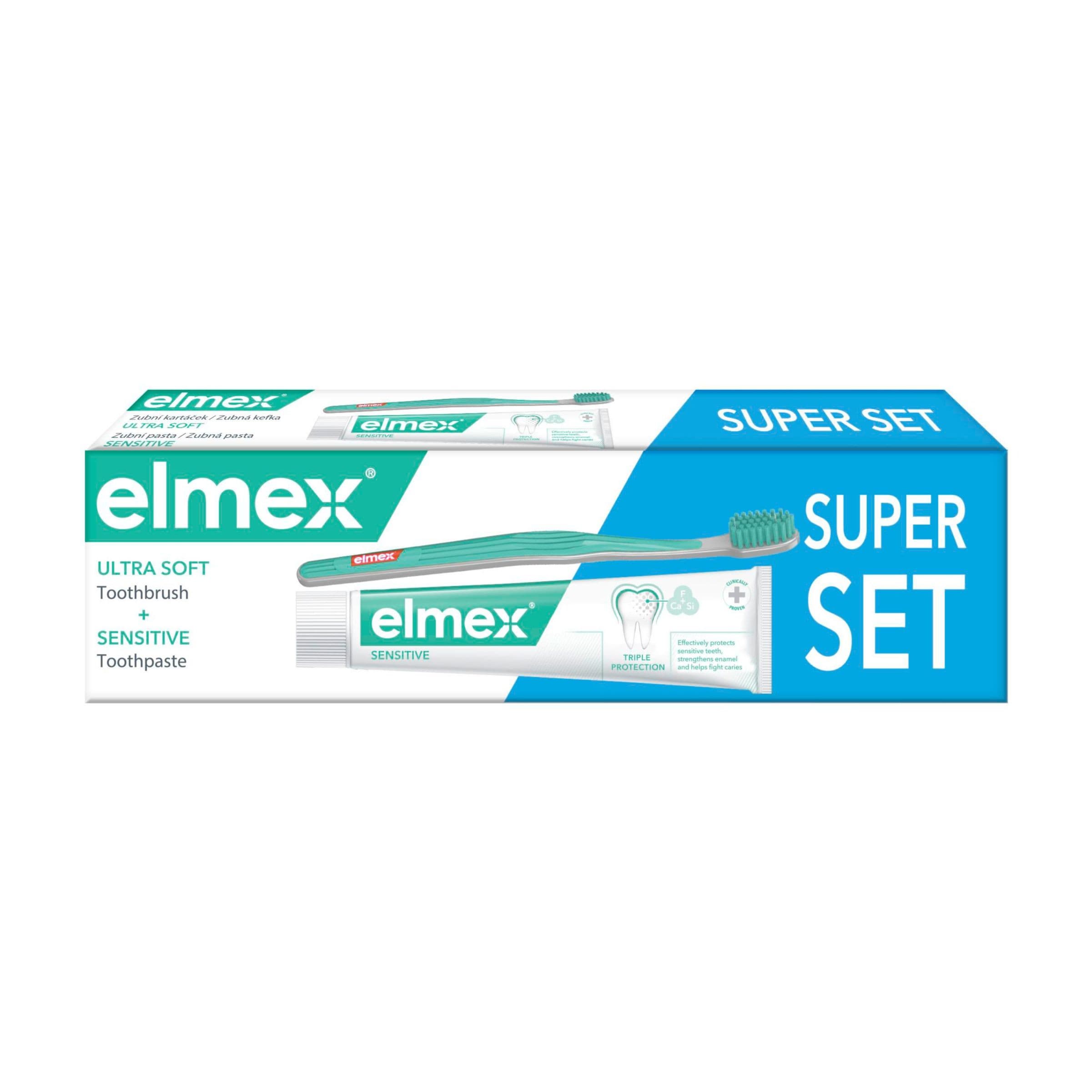 elmex® Sensitive sada zubní pasta a zubní kartáček Ultra Soft