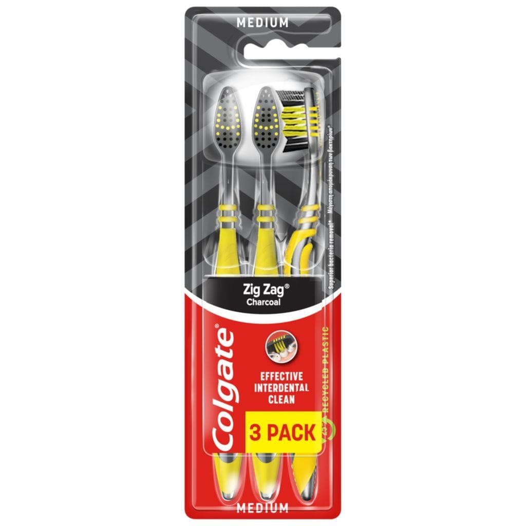 Colgate Zubní kartaček Zig Zag Charcoal 3ks
