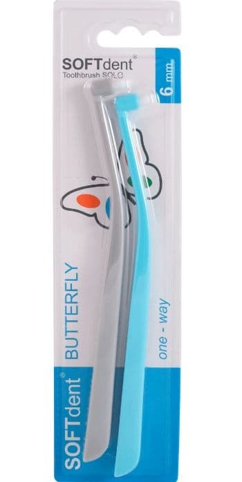 SOFTdent Butterfly solo jednosvazkový zubní kartáček 2 ks