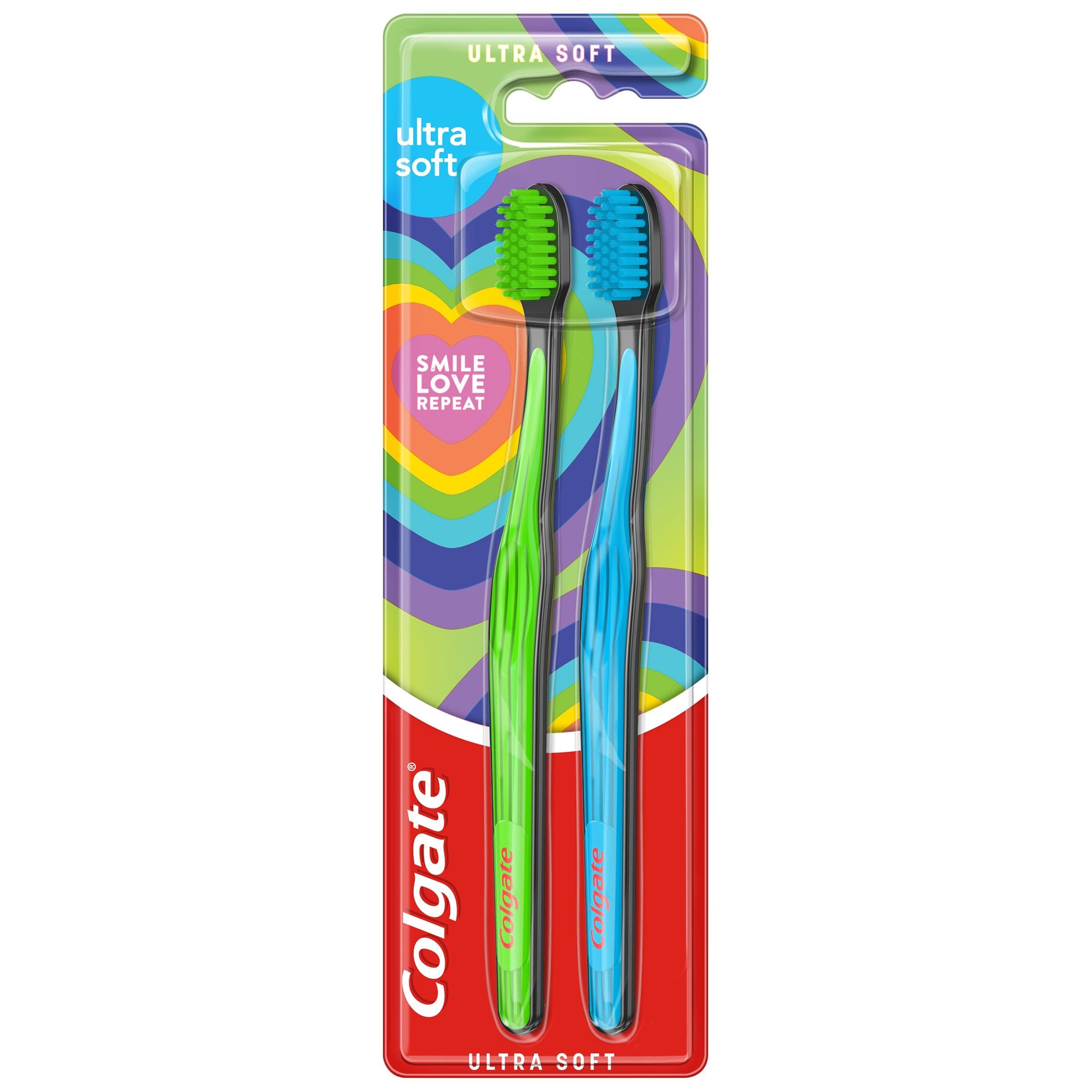 Colgate Ultra Soft Design Edition Smile Love Repeat zubní kartáček měkký 2ks