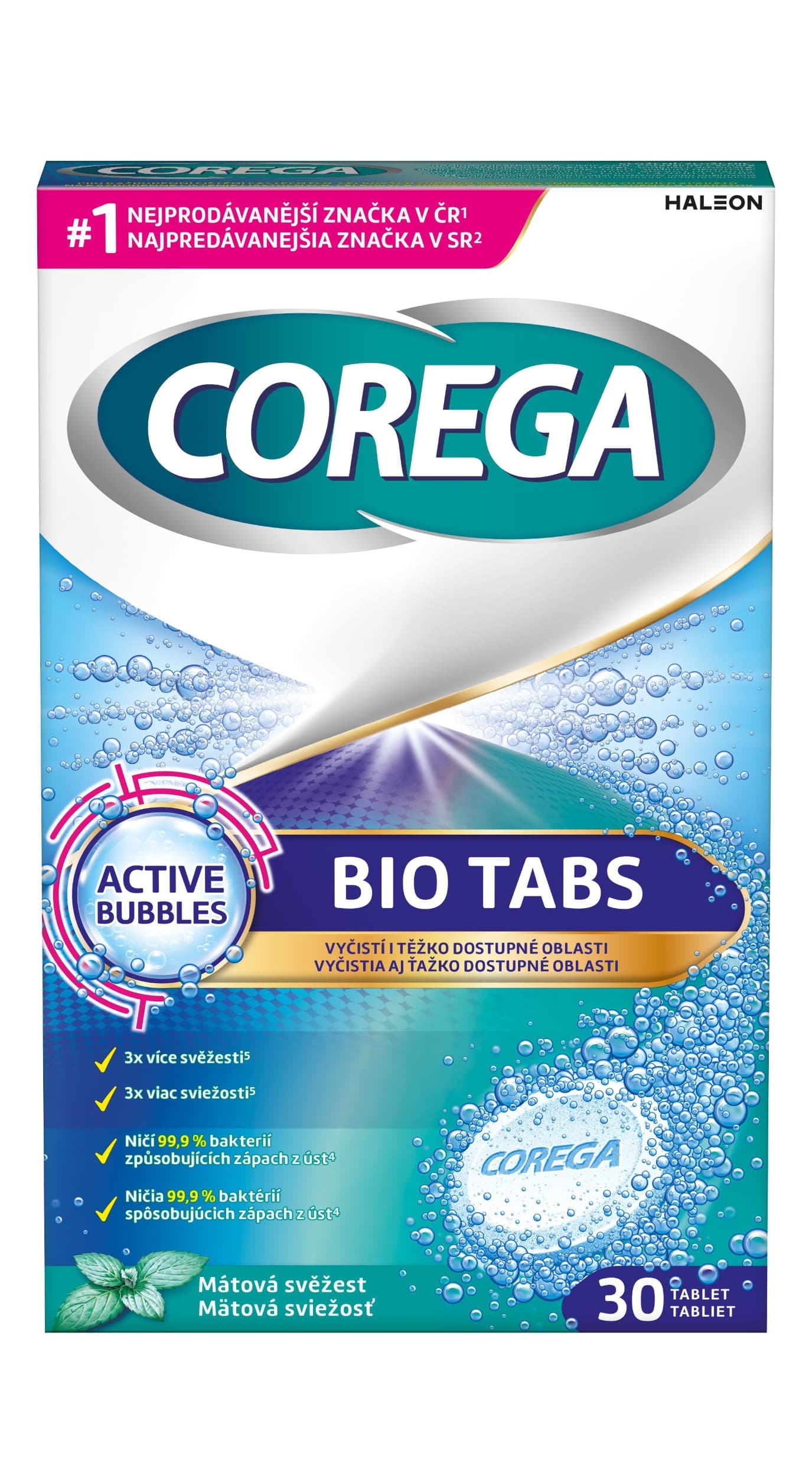 Corega BIO Tabs čistící tablety na zubní náhrady 30 ks