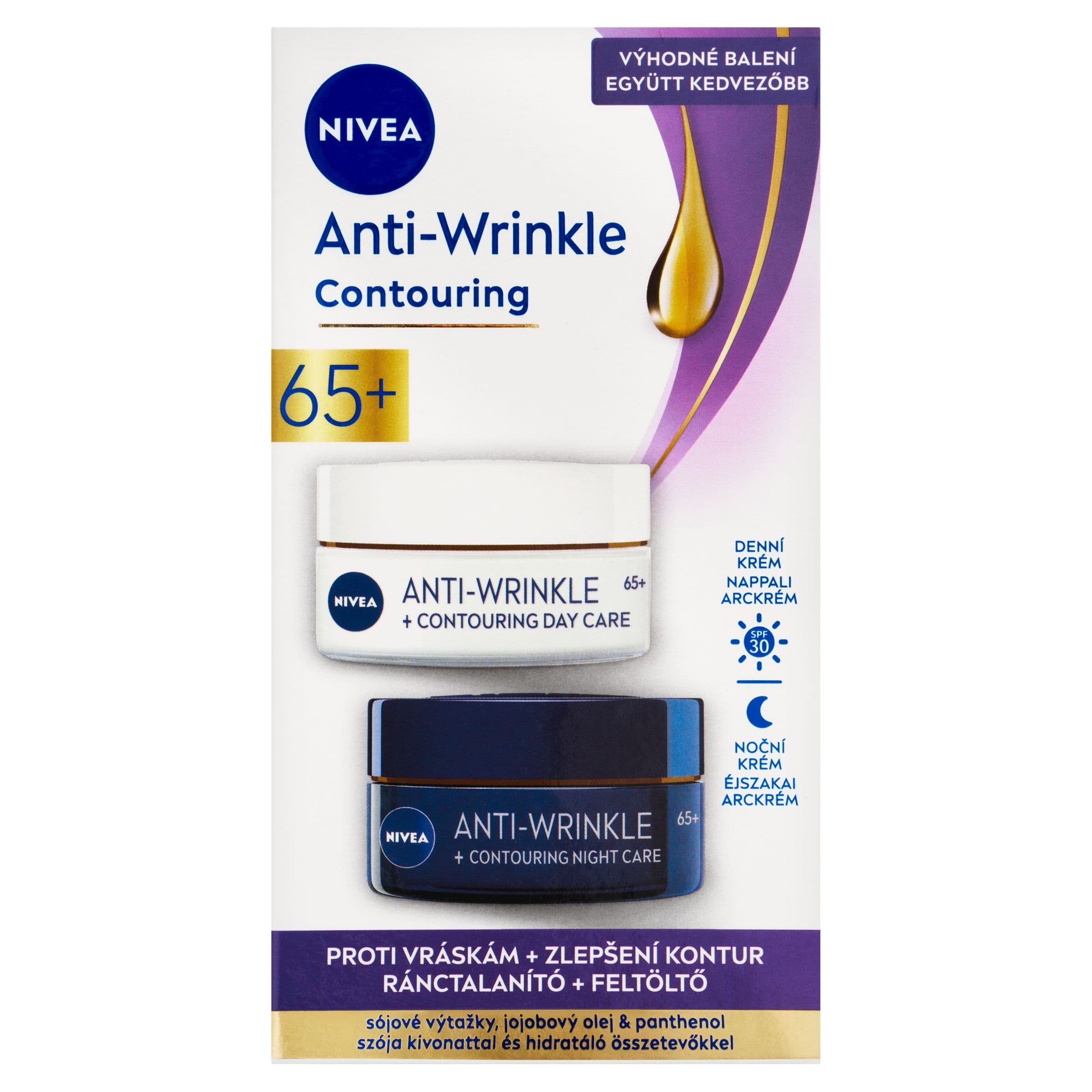 Nivea Anti-Wrinkle Contouring 65+ denní a noční krém pro zlepšení kontur 2x50 ml
