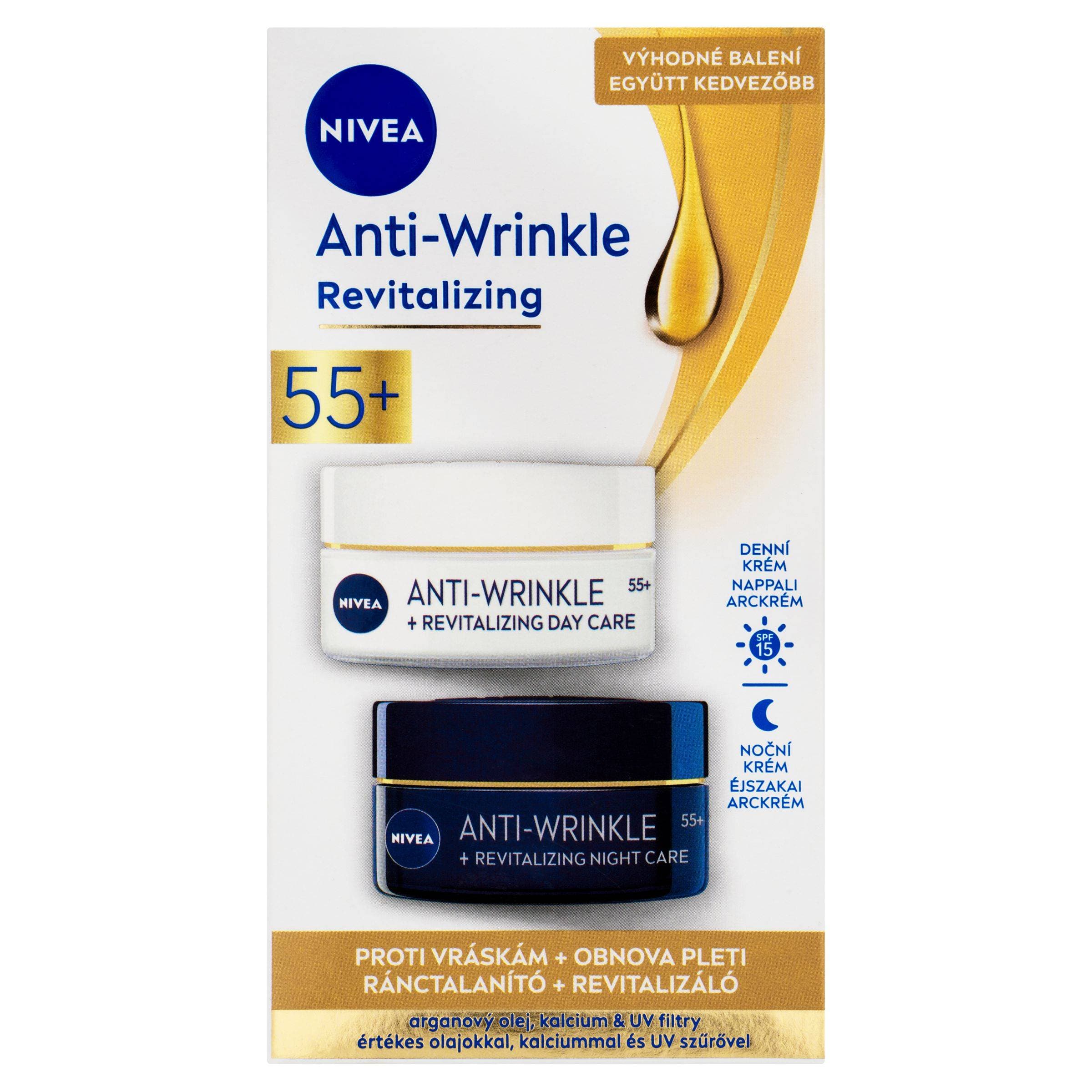 Nivea Revitalizing 55+ denní a noční krém proti vráskám 2x50 ml
