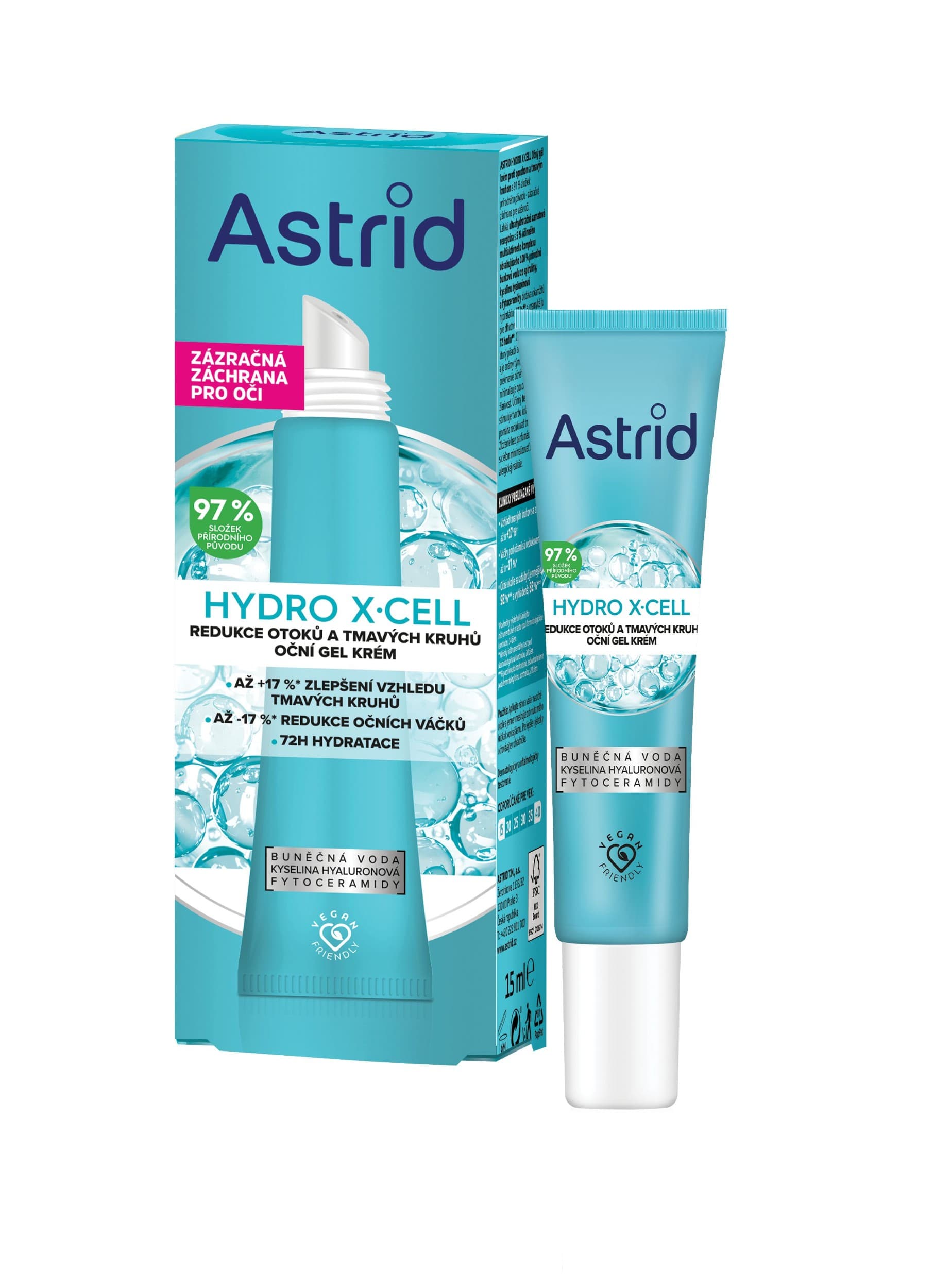 Astrid Hydro X-Cell Oční gel krém proti otokům a tmavým kruhům 15ml