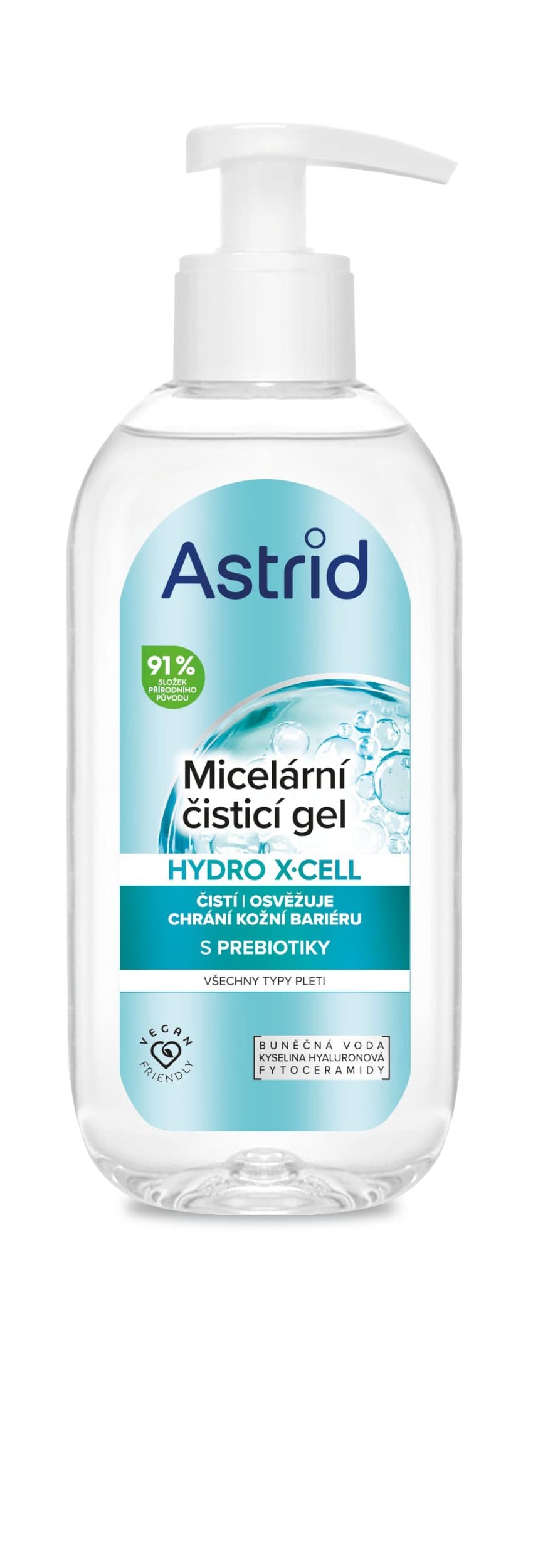 Astrid Hydro X-Cell Čistící micelární gel na tvář, oči a rty pro všechny typy pleti 200ml