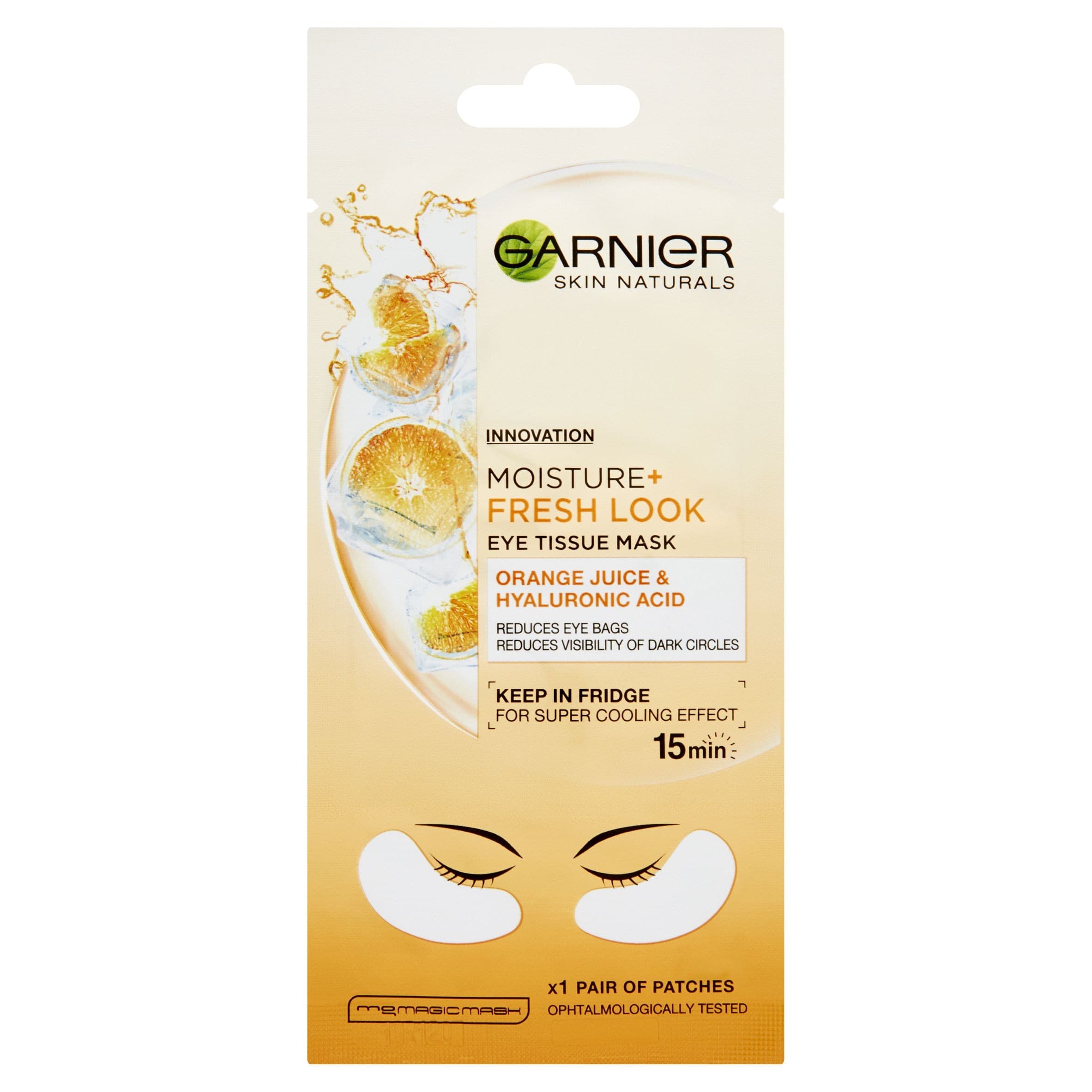 Garnier Skin Naturals povzbující oční maska obohacená o šťávu z pomeranče a kyselinu hyaluronovou 6g