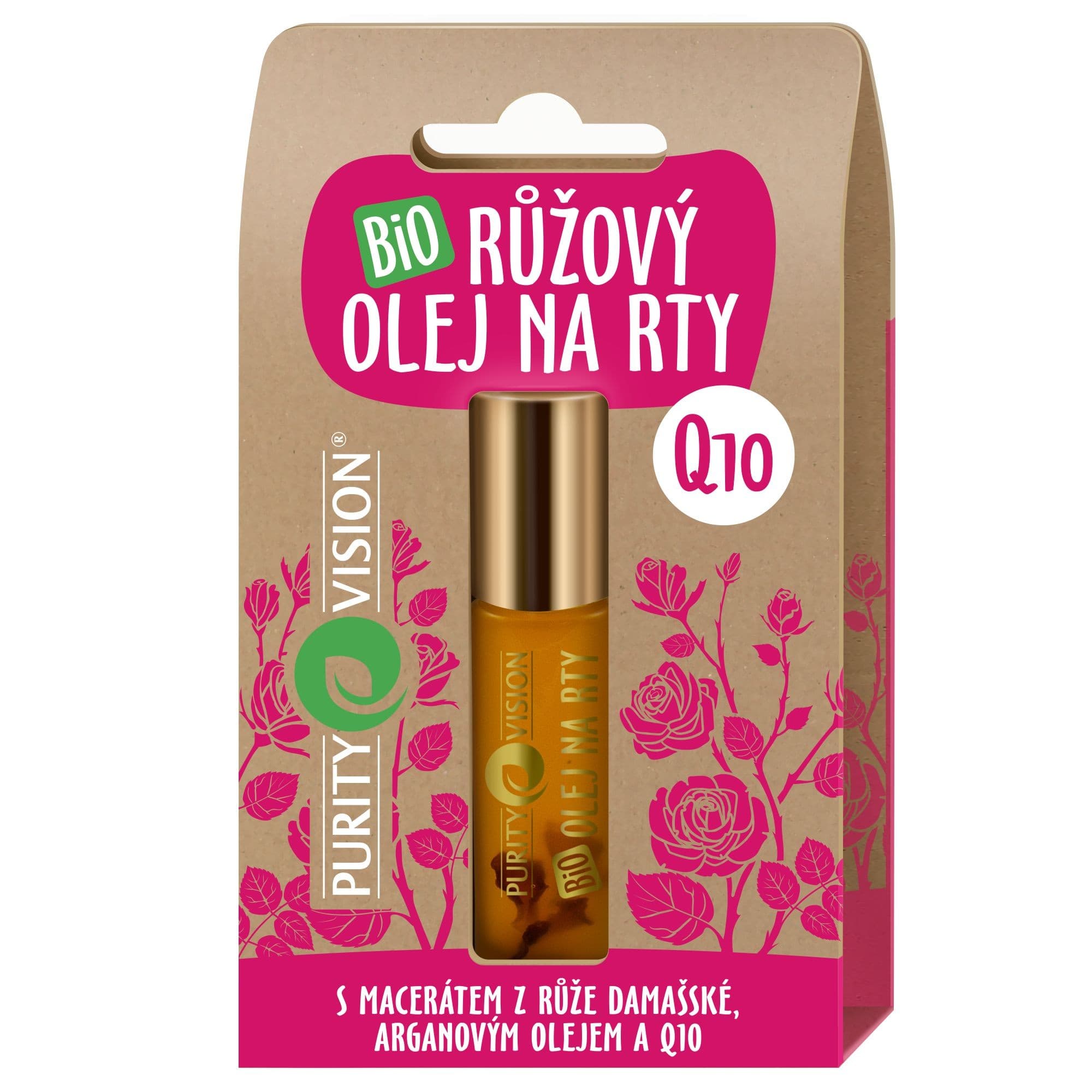 Purity Vision Bio Růžový olej na rty s Q10