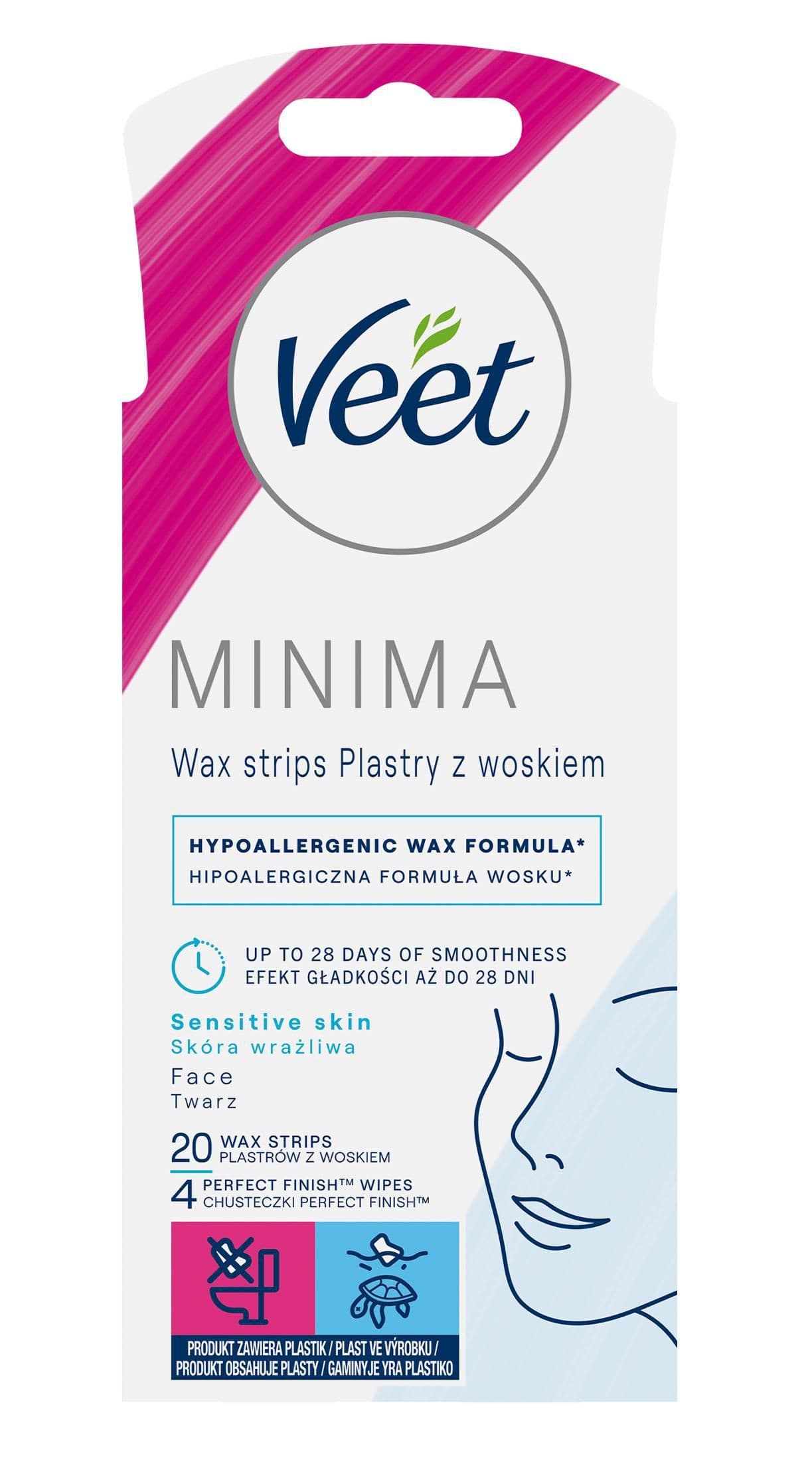 Veet Minima Hypoalergenní voskové pásky na obličej 20ks