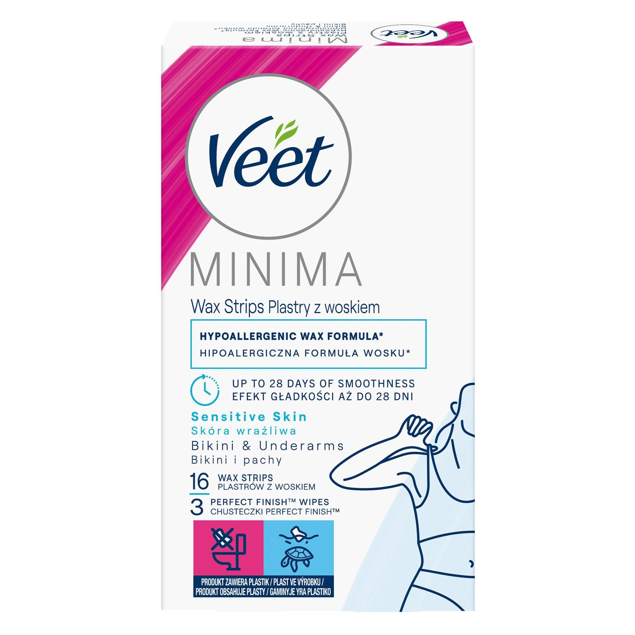 Veet Minima Hypoalergenní voskové pásky Bikiny a Podpaží 16 ks