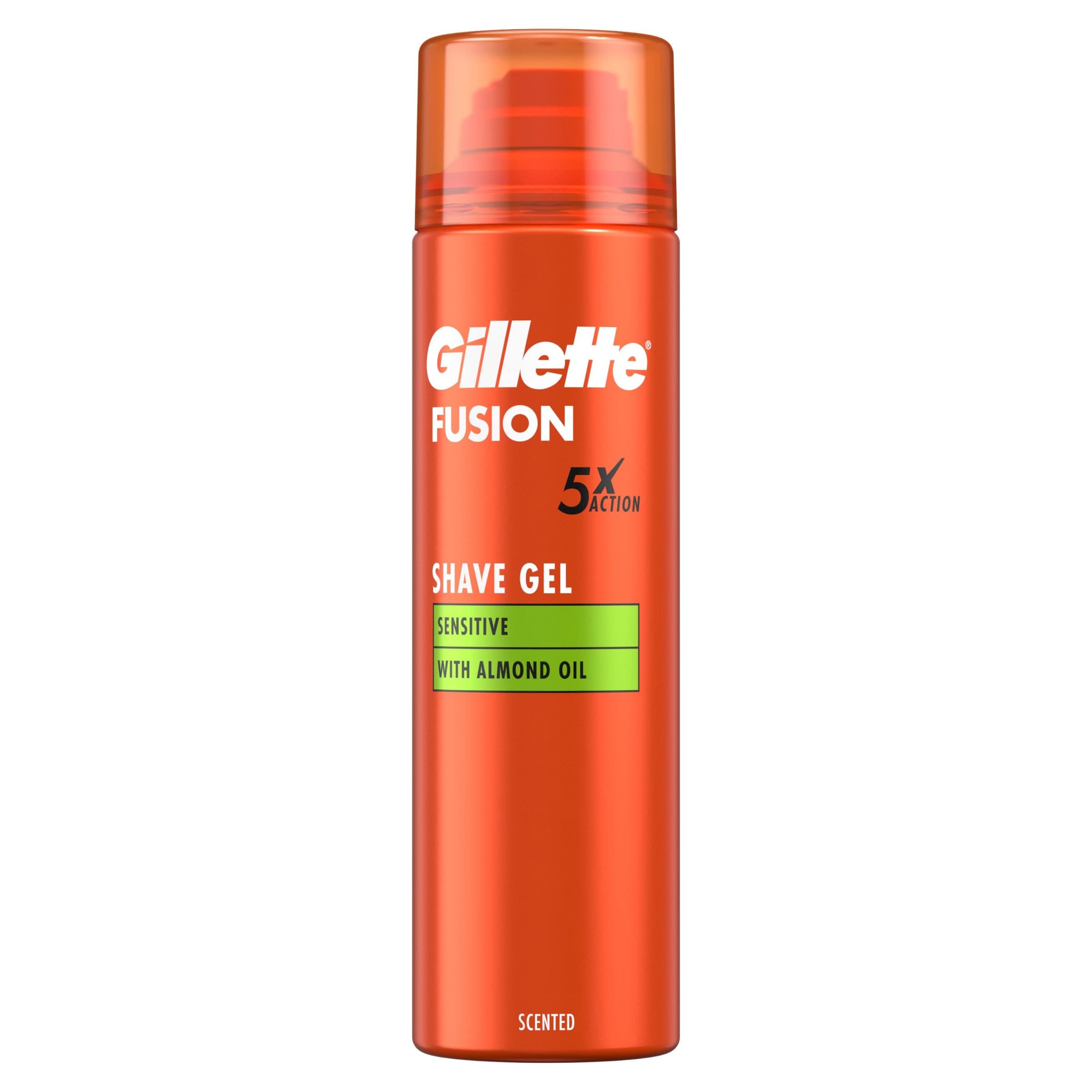 Gillette Fusion Gel na holení s mandlovým olejem pro citlivou pokožku 200 ml