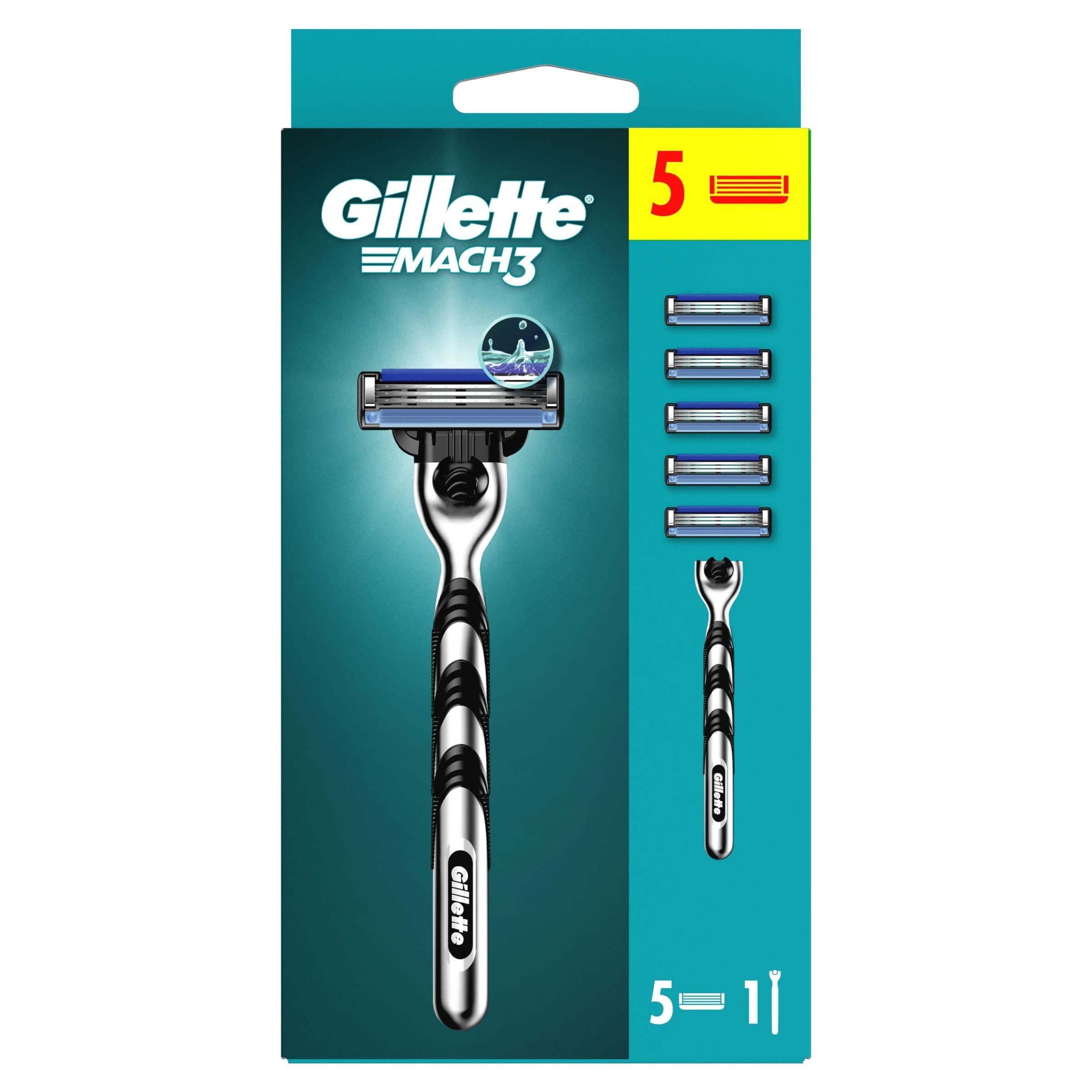 Gillette Mach3 Pánský holicí strojek + 5 Náhradních holicích hlavic