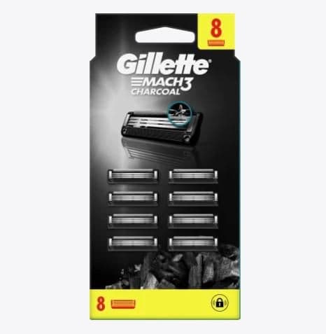 Gillette Mach3 Charcoal Náhradní hlavice do holicího strojku pro muže 8 ks