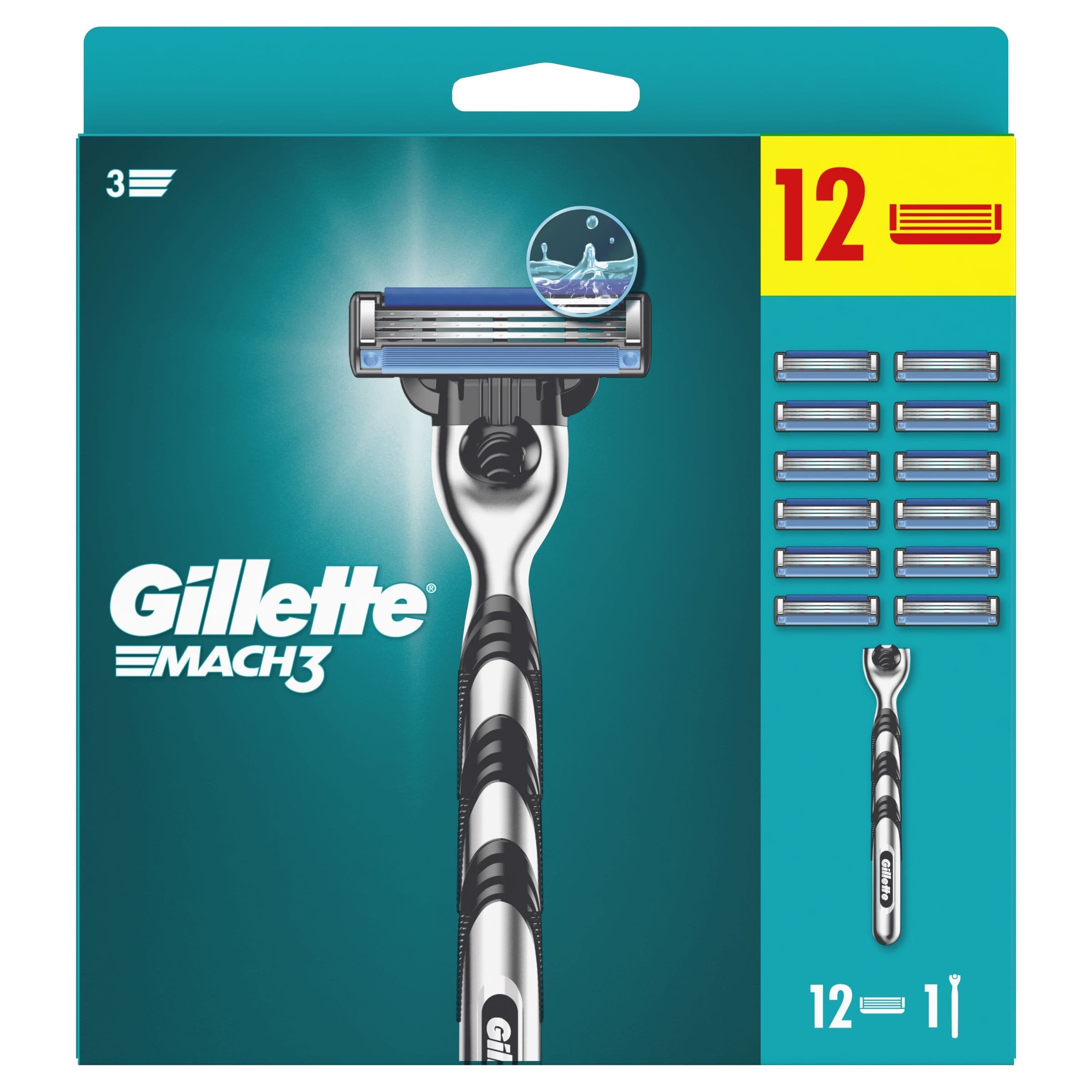 Gillette Mach3 Pánský holicí strojek + 12 Náhradních holicích hlavic