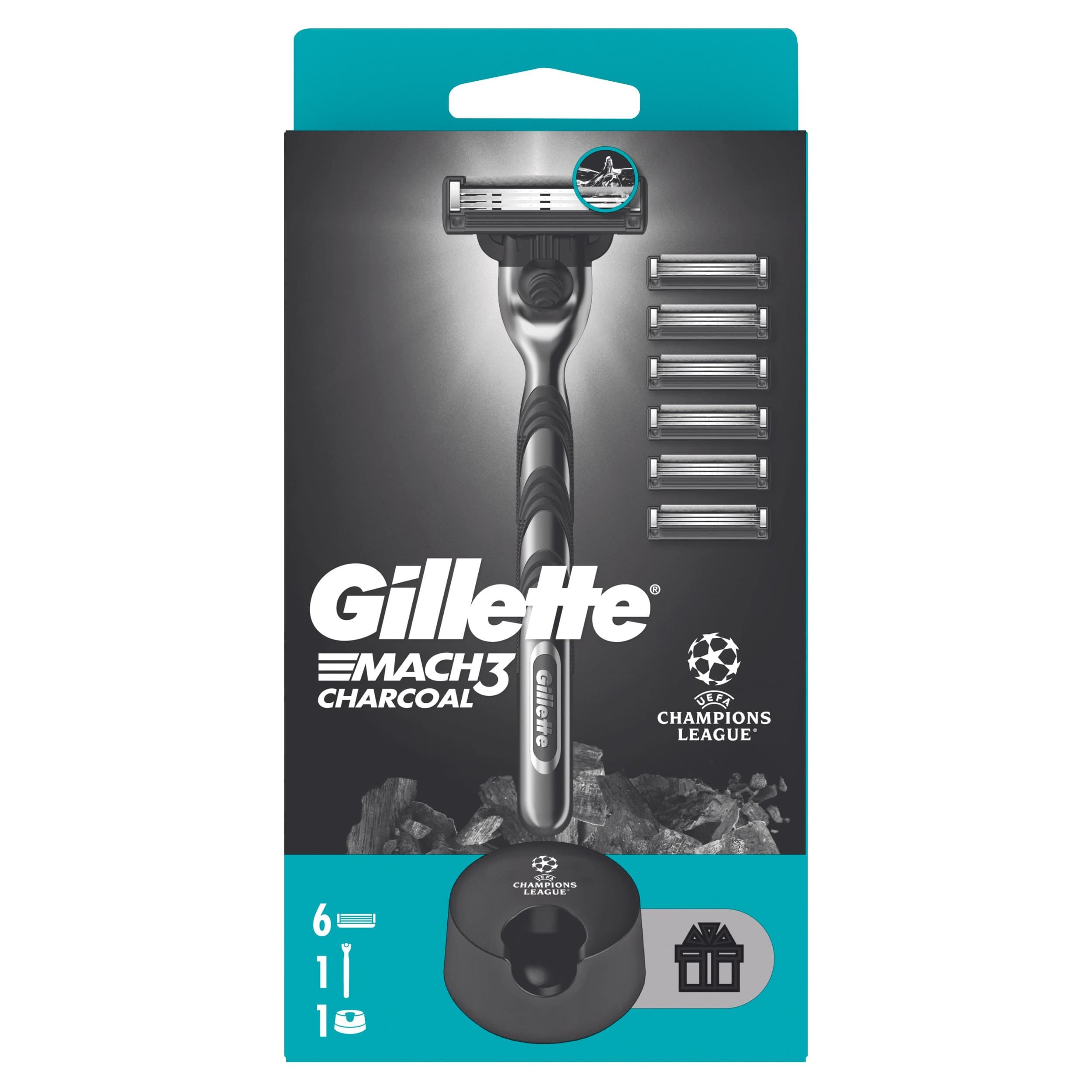 Gillette Mach3 Charcoal strojek + 6 hlavic
