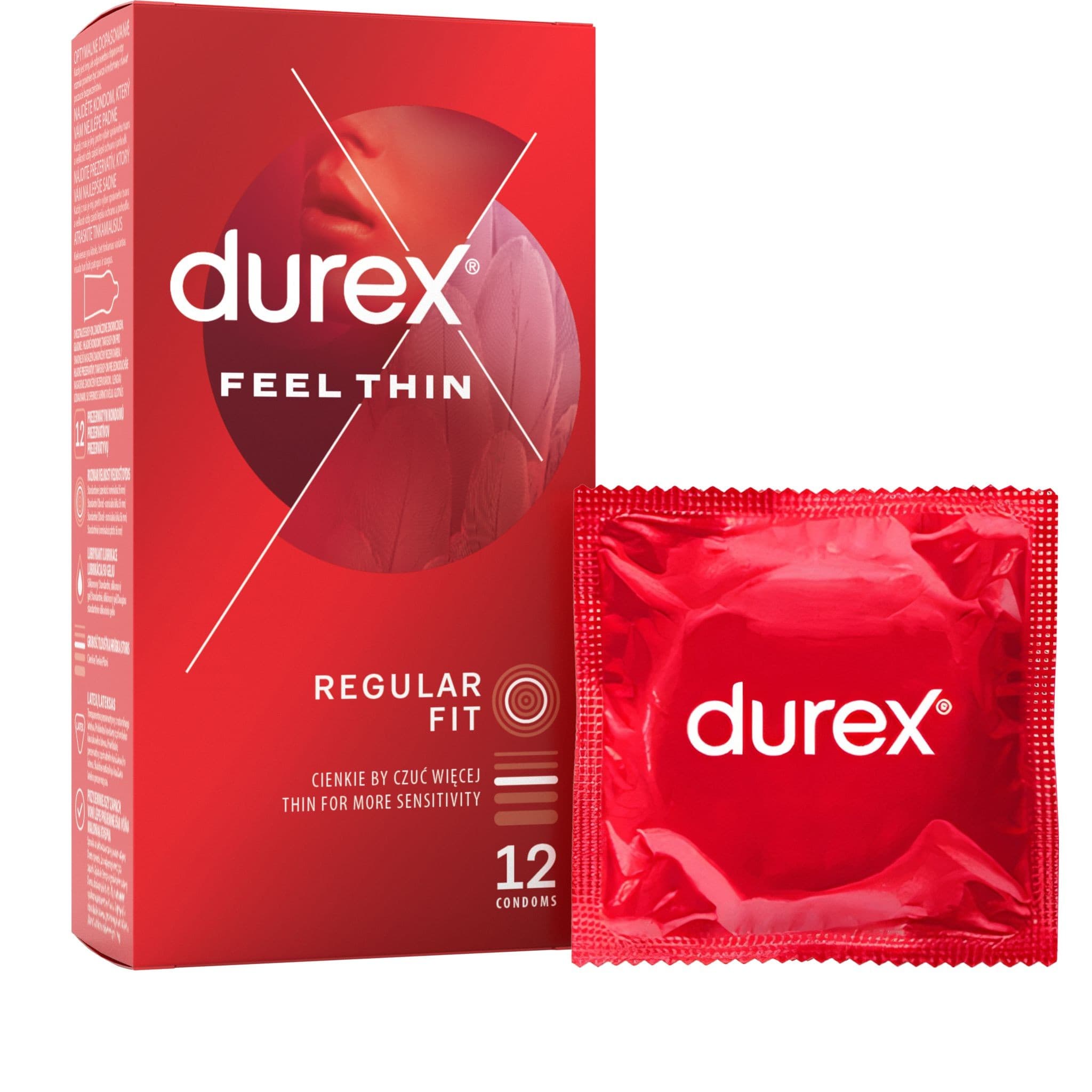 Durex Feel thin tenké kondomy pro větší citlivost 12 ks