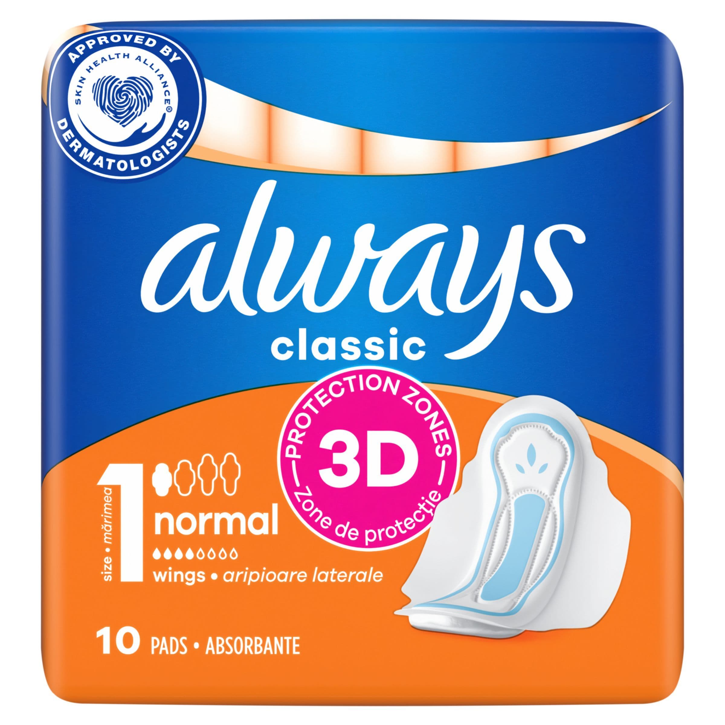 Always Classic Normal hygienické vložky velikost 1 s křidélky 10 ks