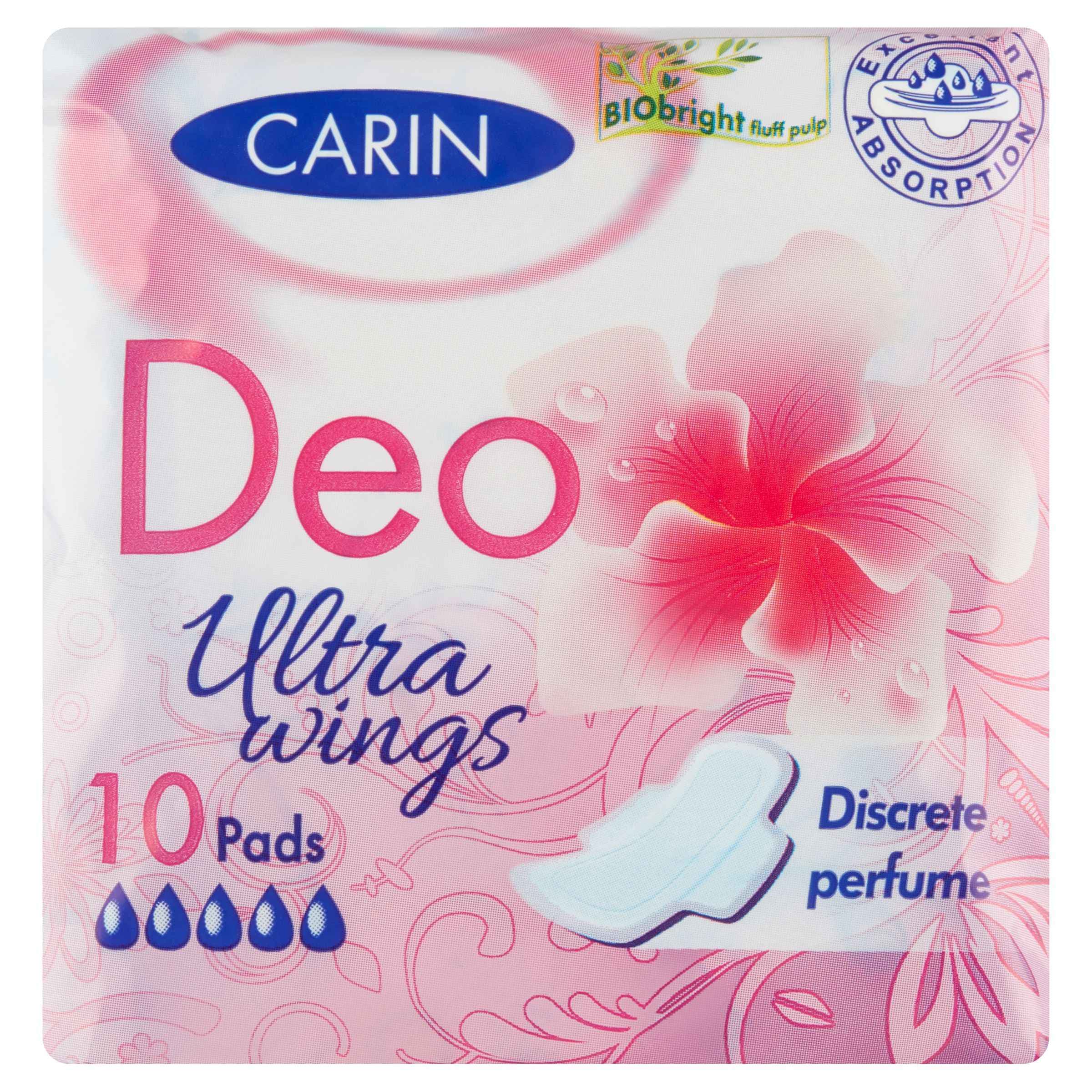 Carin Deo Ultra Tenké jednotlivě balené vložky s křidélky 10 ks