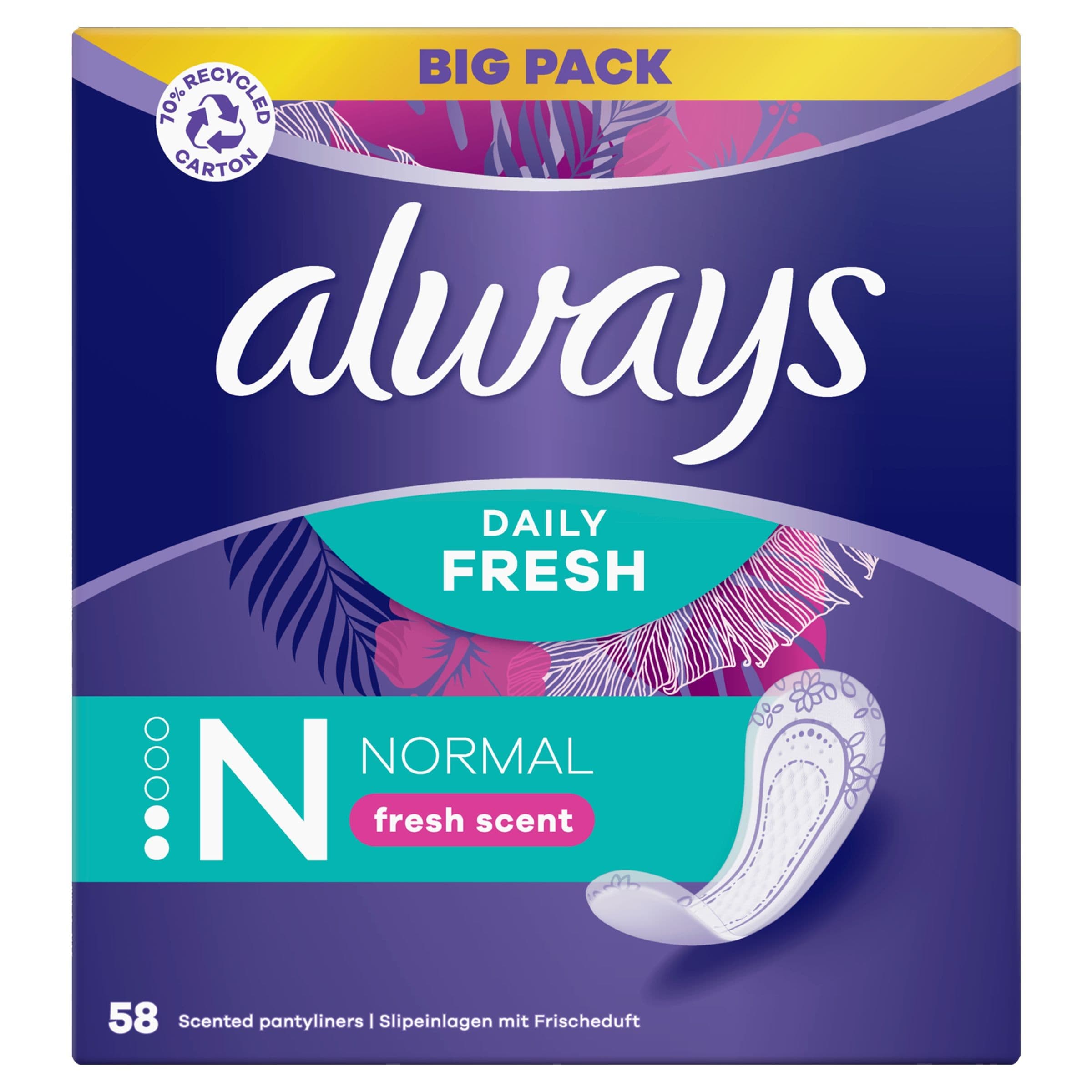 Always Daily Fresh Normal se svěží vůní 58 ks