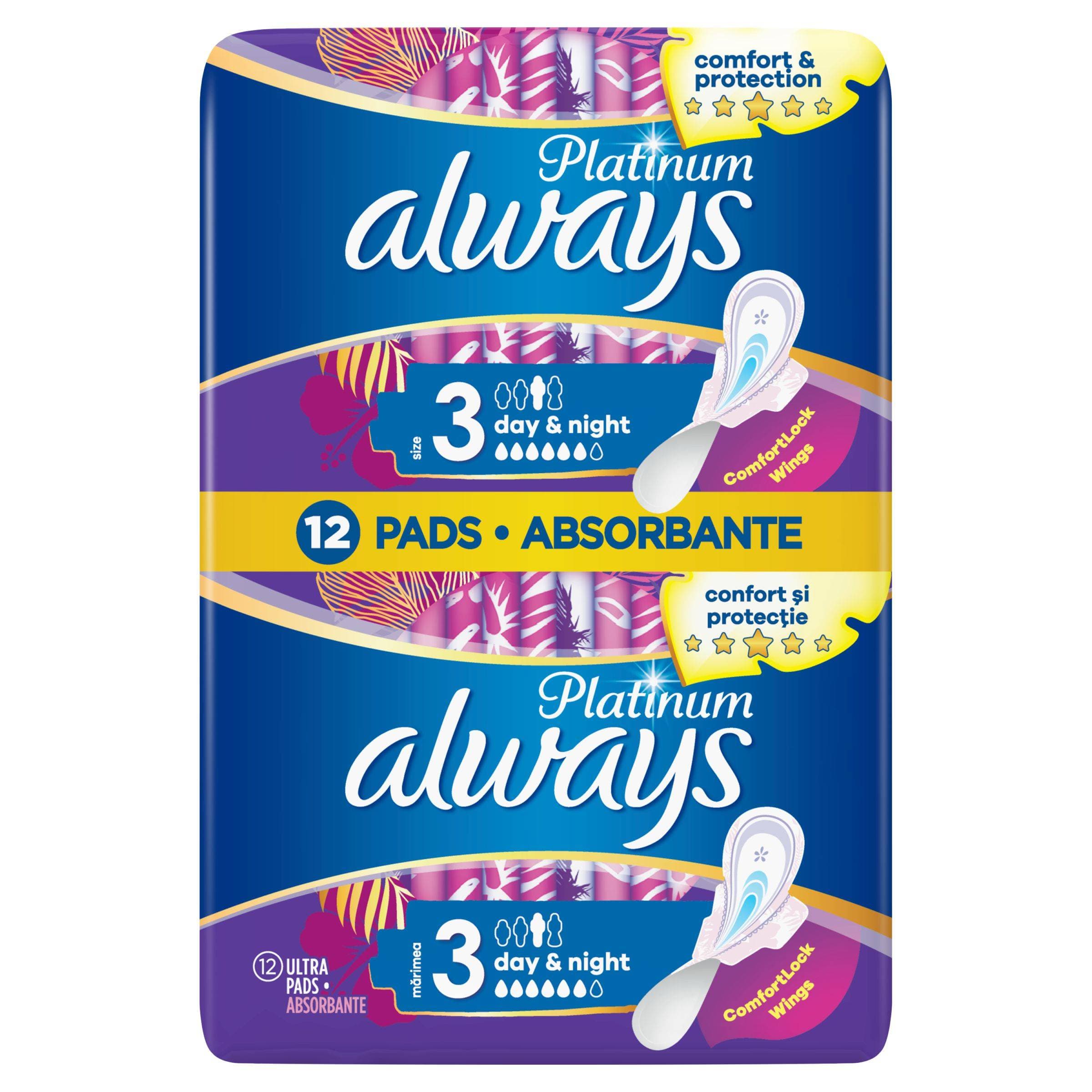 Always Platinum Day & Night velikost 3 vložky s křidélky 12 ks