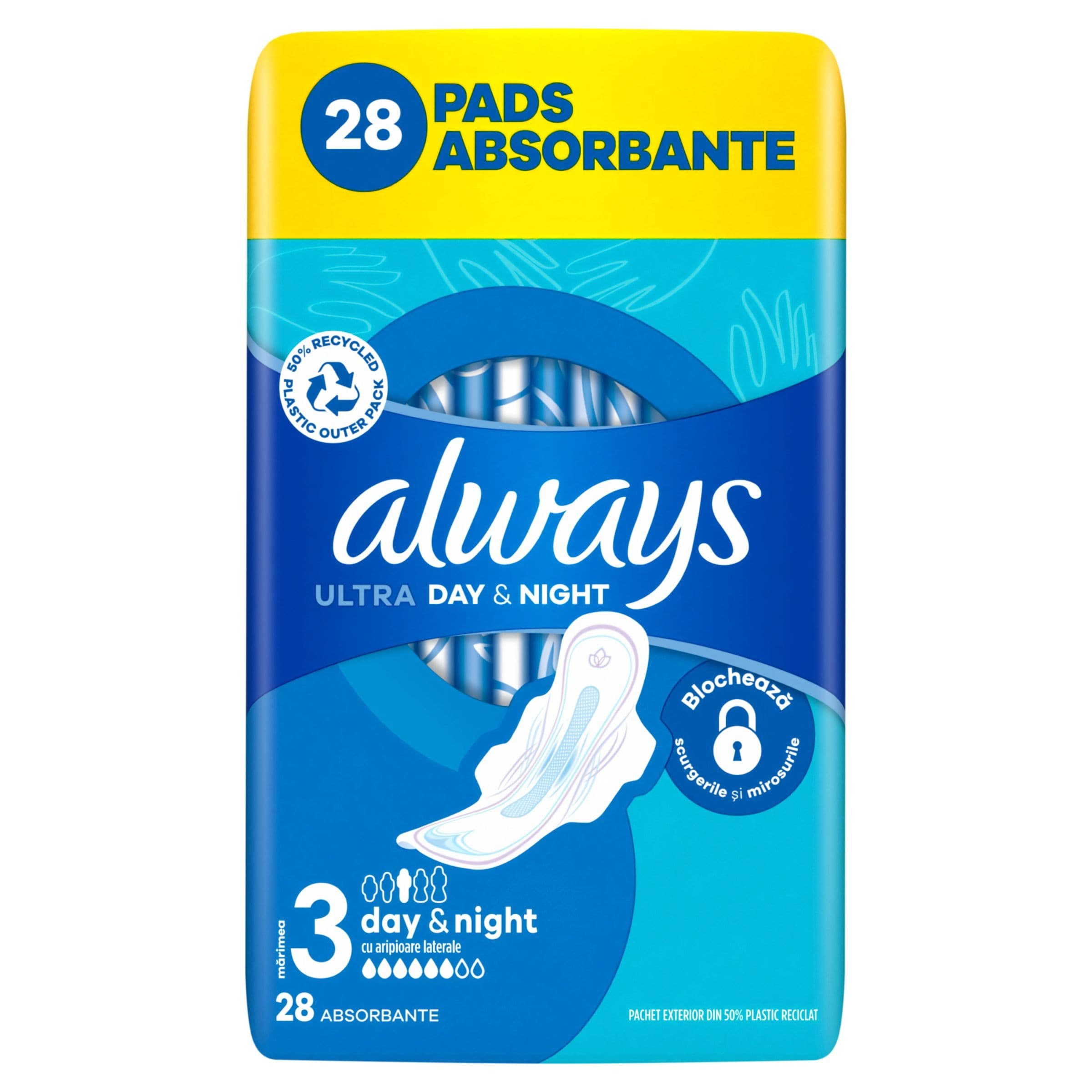 Always Ultra hygienické vložky den a noc velikost 3 křidélka 28 ks