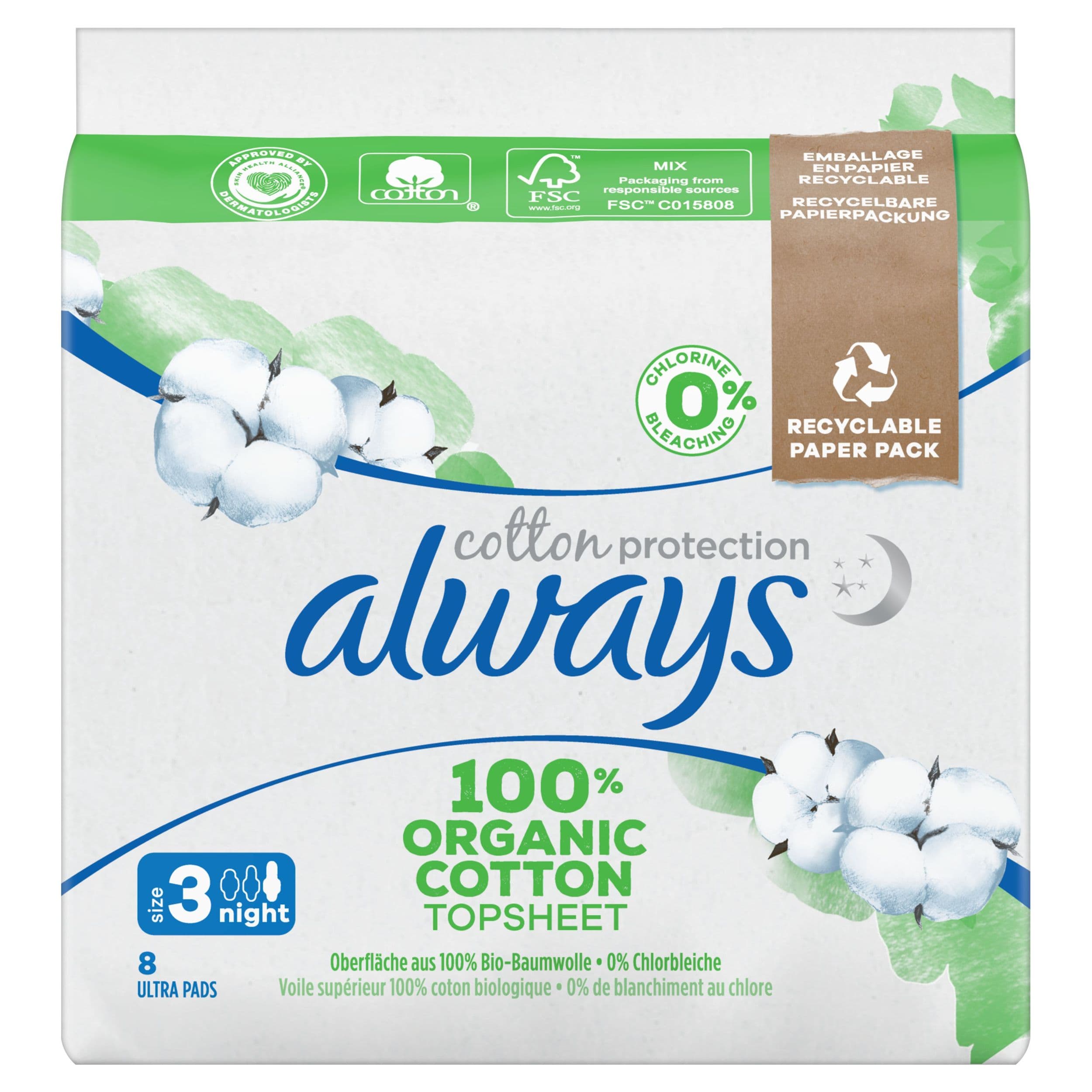 Always cotton vložky noční křídlo 8 ks