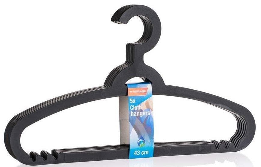 Brilanz Sada plastových ramínek 5ks 43cm černé