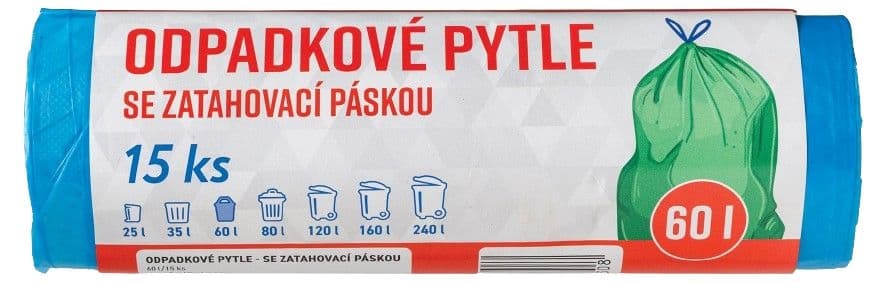 Váš Výběr Sáčky do odpadkových košů zatahovací modré 60l x 15ks