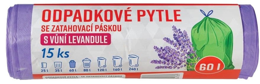 Váš Výběr Sáčky do odpadkových košů zatahovací, s vůní levandule 60l x 15ks