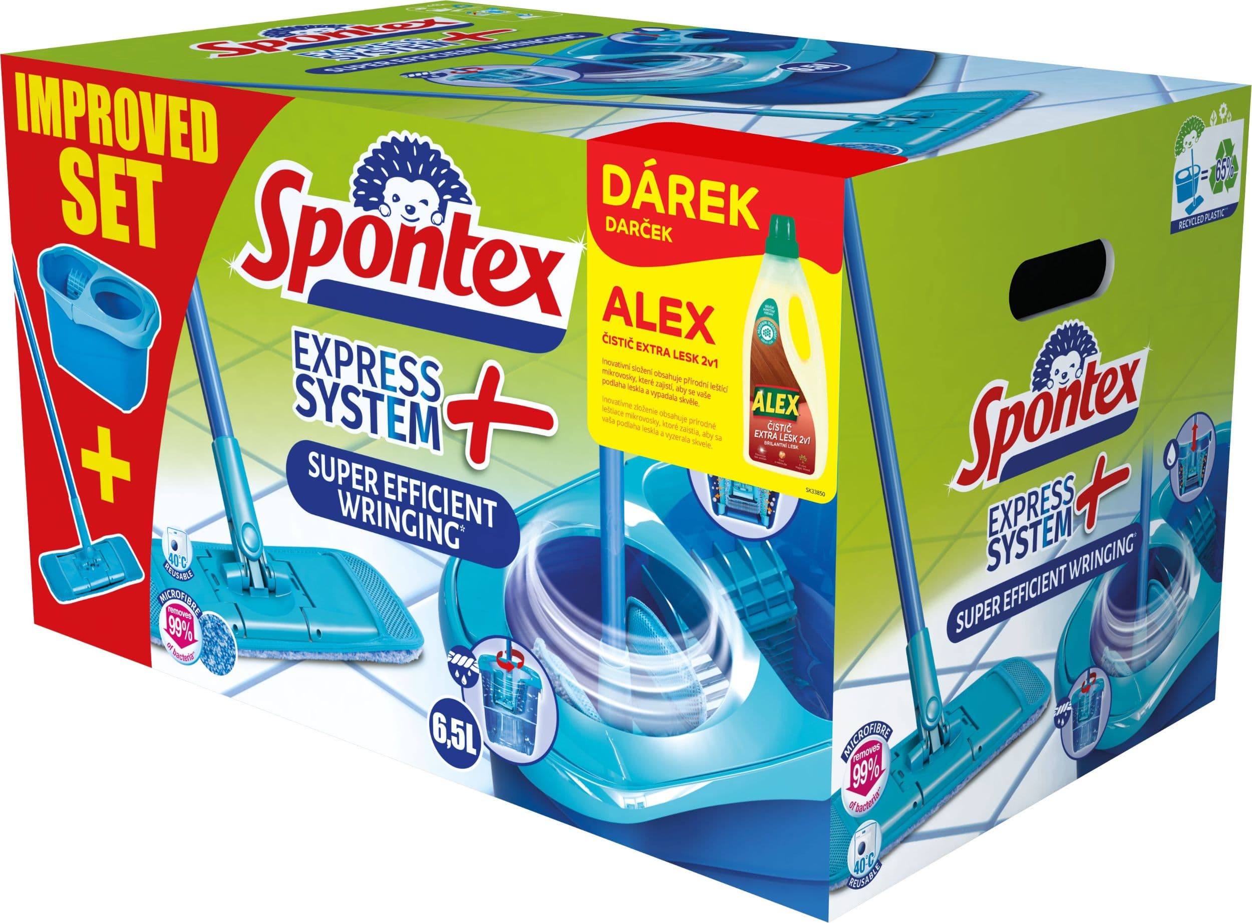 Spontex Express System+ mop s čističem Alex Extra lesk 2v1 zdarma