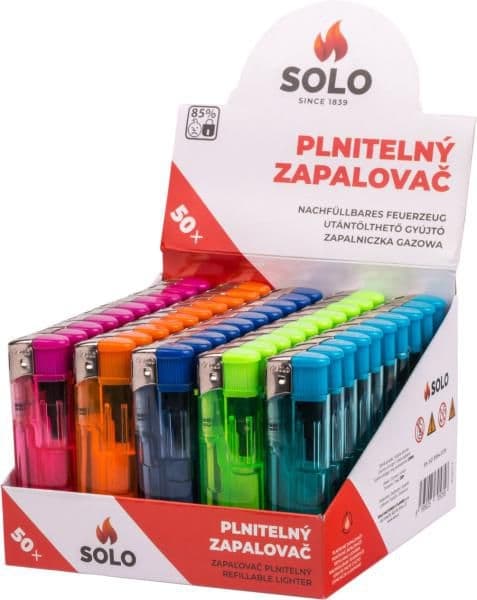 Plnící zapalovač s dětskou pojistkou Piezo SOLO