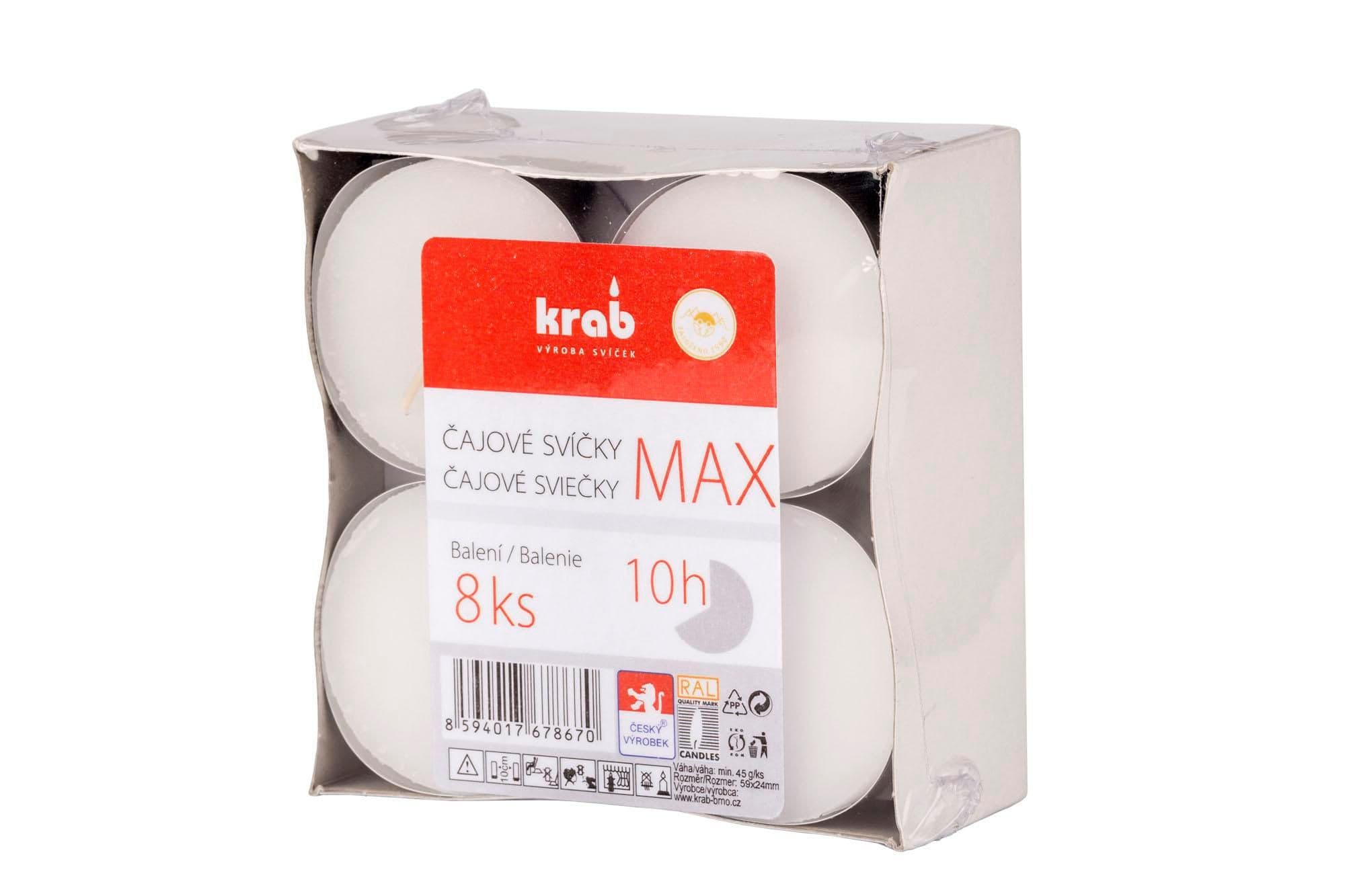 Krab Čajová svíčka MAXI 10h, 46g, 8 ks