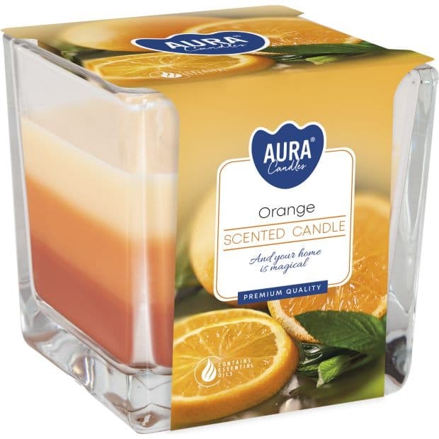 Aura Svíčka tříbarevná Orange